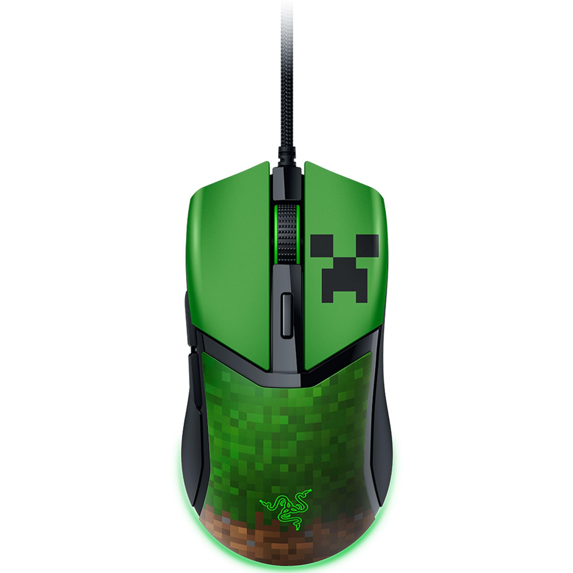 Razer Cobra Wired Gaming Mouse: 58g Lightweight - Gen-3 Optical Switches - Chroma RGB Lighting Underglow - Precise 8500 DPI Optical Sensor - 100% PTFE Mouse Feet - Speedflex Cable - Minecraft Edition
