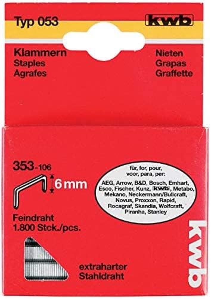 kwb 353-106 brackets, fine wire, standard, type 053/353, C-tip, 6 mm