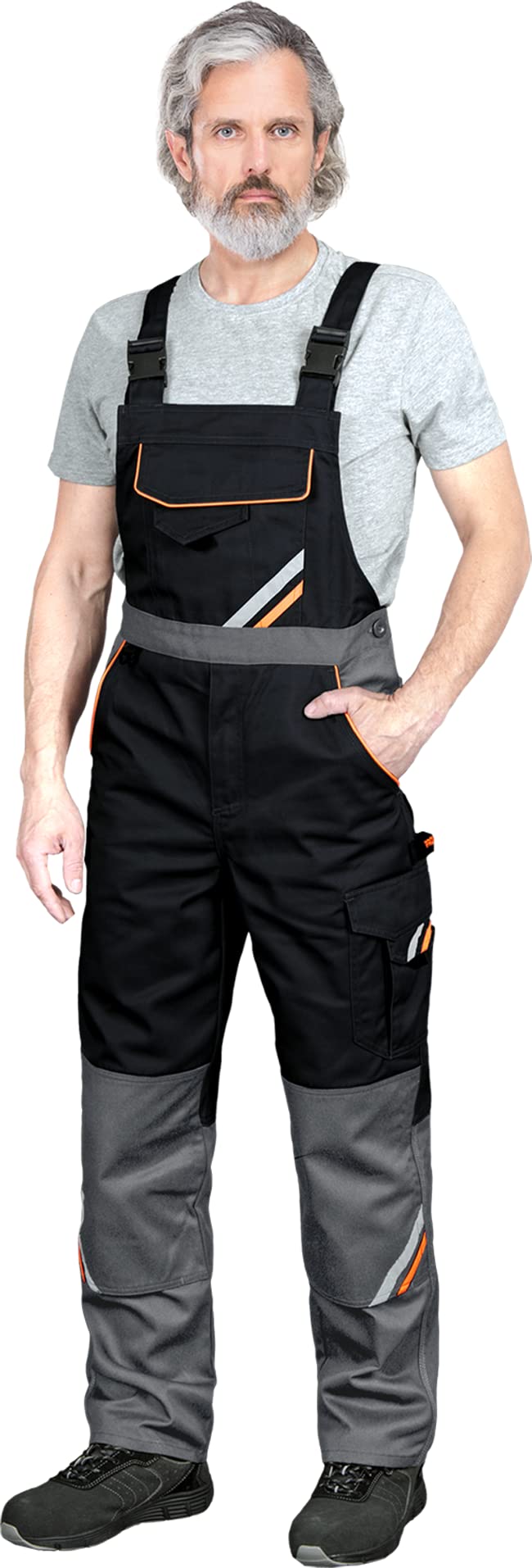 REIS PROMASTER PROX-B Work Trousers for Men | Safety Trousers | Cargo | Work Pants | Workwear | with Knee Pads | Black-Orange-Grey | Size: 60