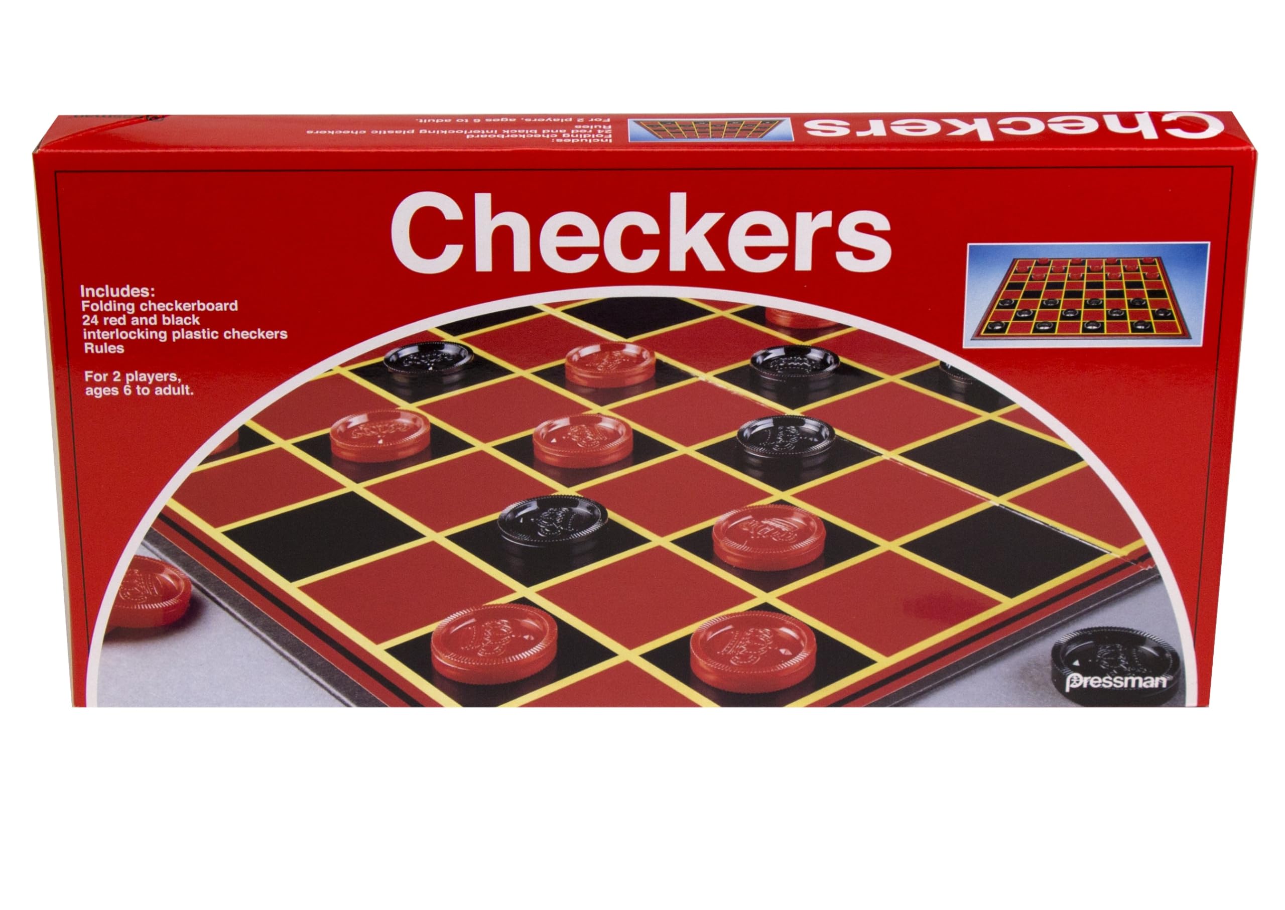 Pressman: Classic Checkers Set | Traditional Board Games for Kids and Adults | For 2 Players Ages 6+