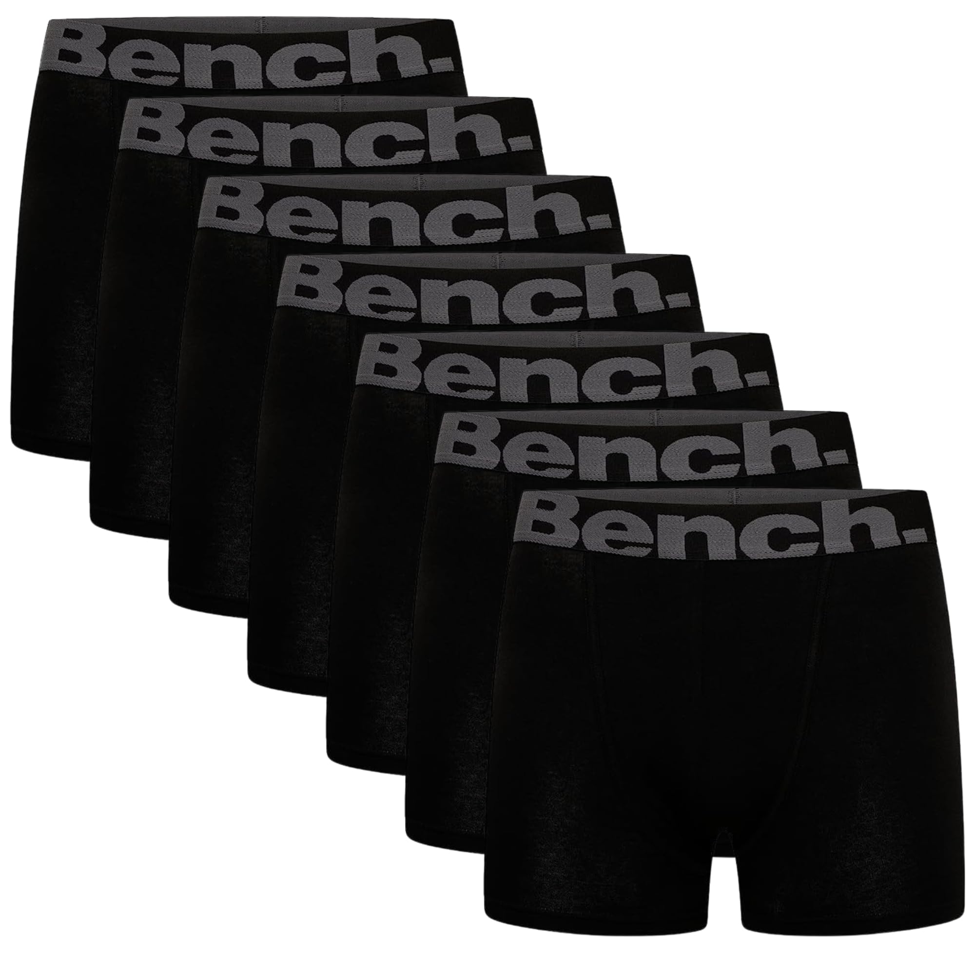 Bench Men's Suttonia Boxer Short Multipack, Black, Elasticated Logo Waistband, 7 Pack, Super Soft, Premium Cotton Blend, Comfortable Men's Underwear, XX Large