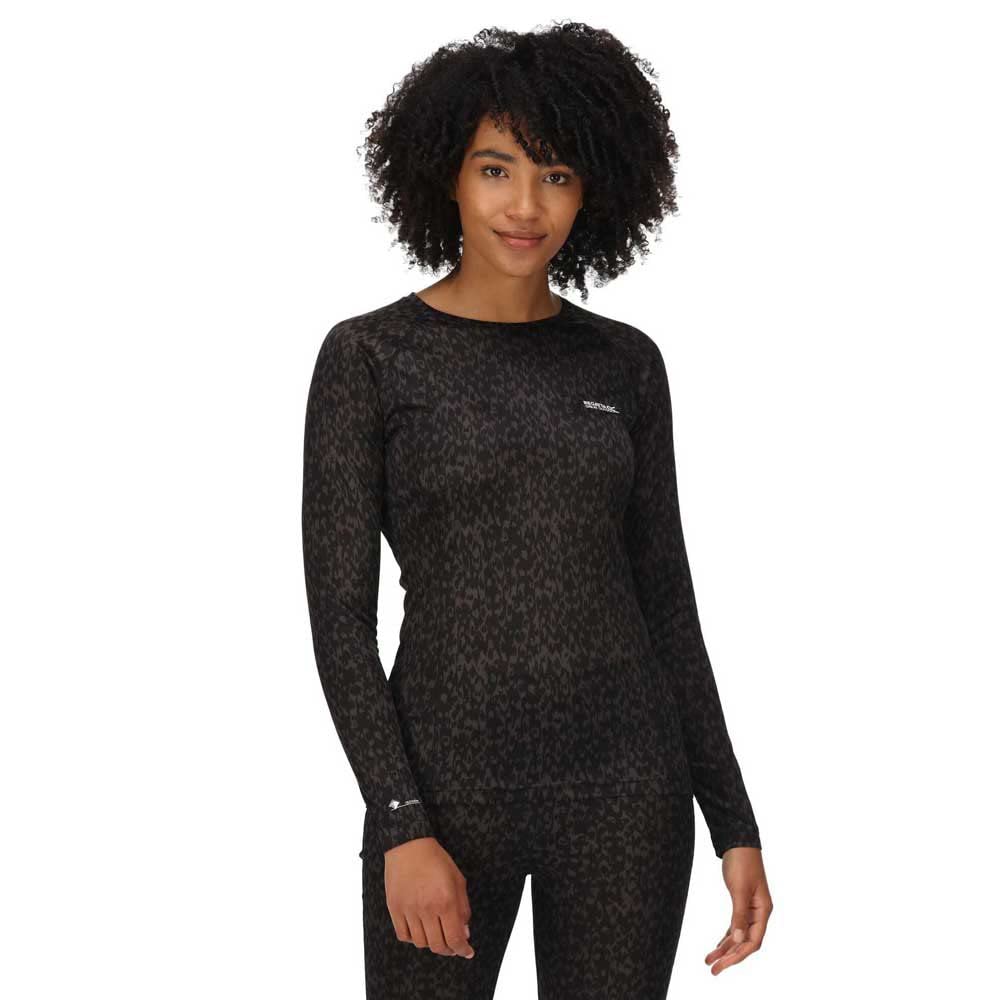 Regatta Women's WMNS Bampton Top Baselayer, Black Print, 16