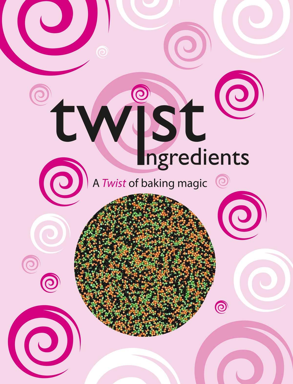 Twist Ingredients - 100s and 1000s - Halloween Mix Cake Topper Sprinkles - 800g Edible Matt Ball Cupcake Decorations - Party Sprinkles, Great For Wicked Themed Cakes and Bakes