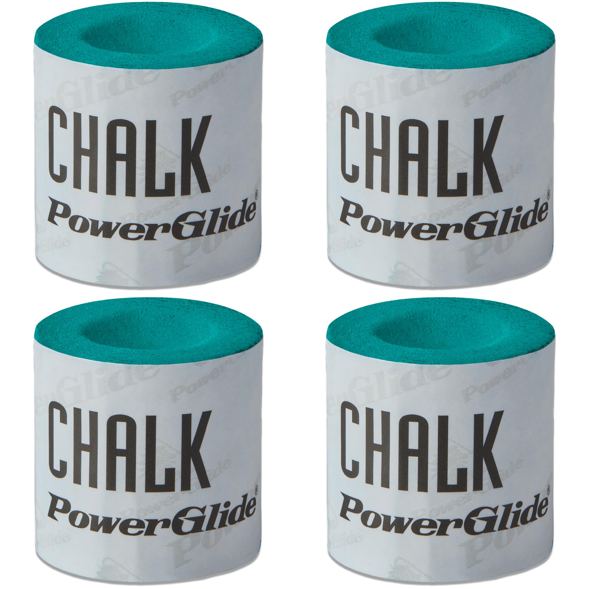 PowerGlide Snooker Pool & Billiard Round Cue Tip Chalk | Longer-Lasting | Fine Grain | Premium Select by PowerGlide | 4 Pack | Green Felt Colour