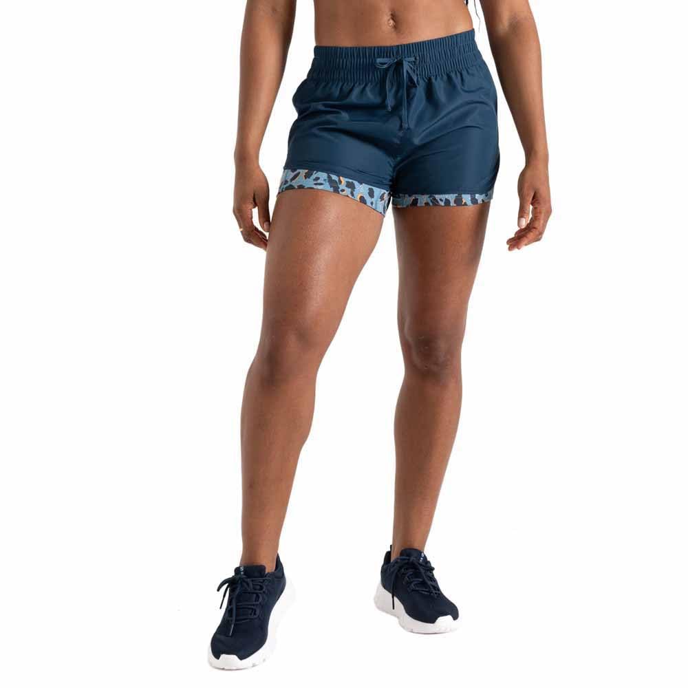 Dare 2b Women's Sprint Up 2-in-1 Shorts with Q-WIC Technology, Super Stretchy Lightweight Inner Short, Quick Drying and Water Repellent Finish - Perfect for Sports Activites Blue