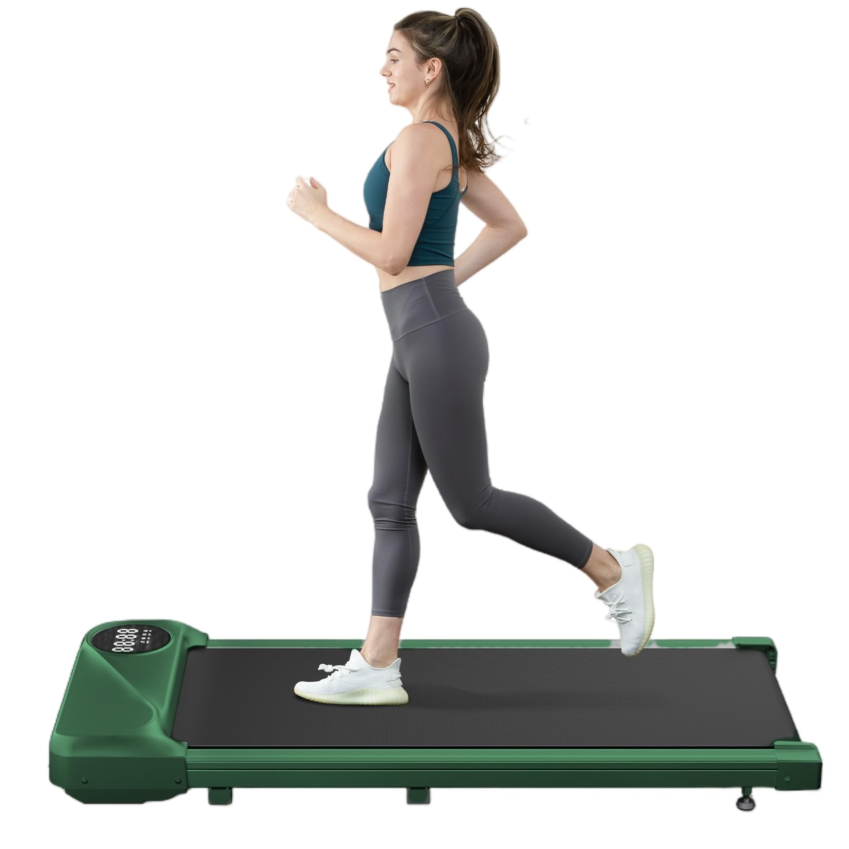 Dripex Walking Pad Treadmill for home, 2.5HP Under Desk Treadmill with Shock-absorbing Cushions, Walking Running Machine with Remote Control and LED Display, Adjustable Speeds 1-6km/h, No Assembly