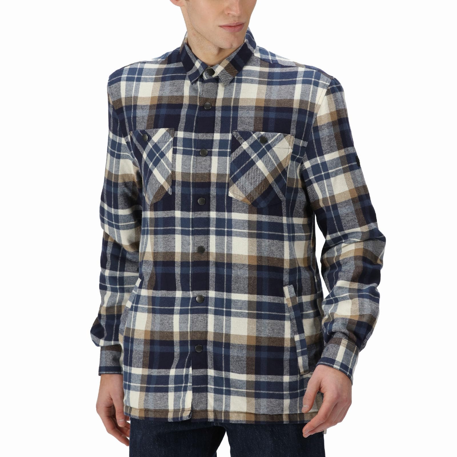 Regatta Men's Thamos Long Sleeved Checked Shirt Navy/Gold Sand Check 3XL