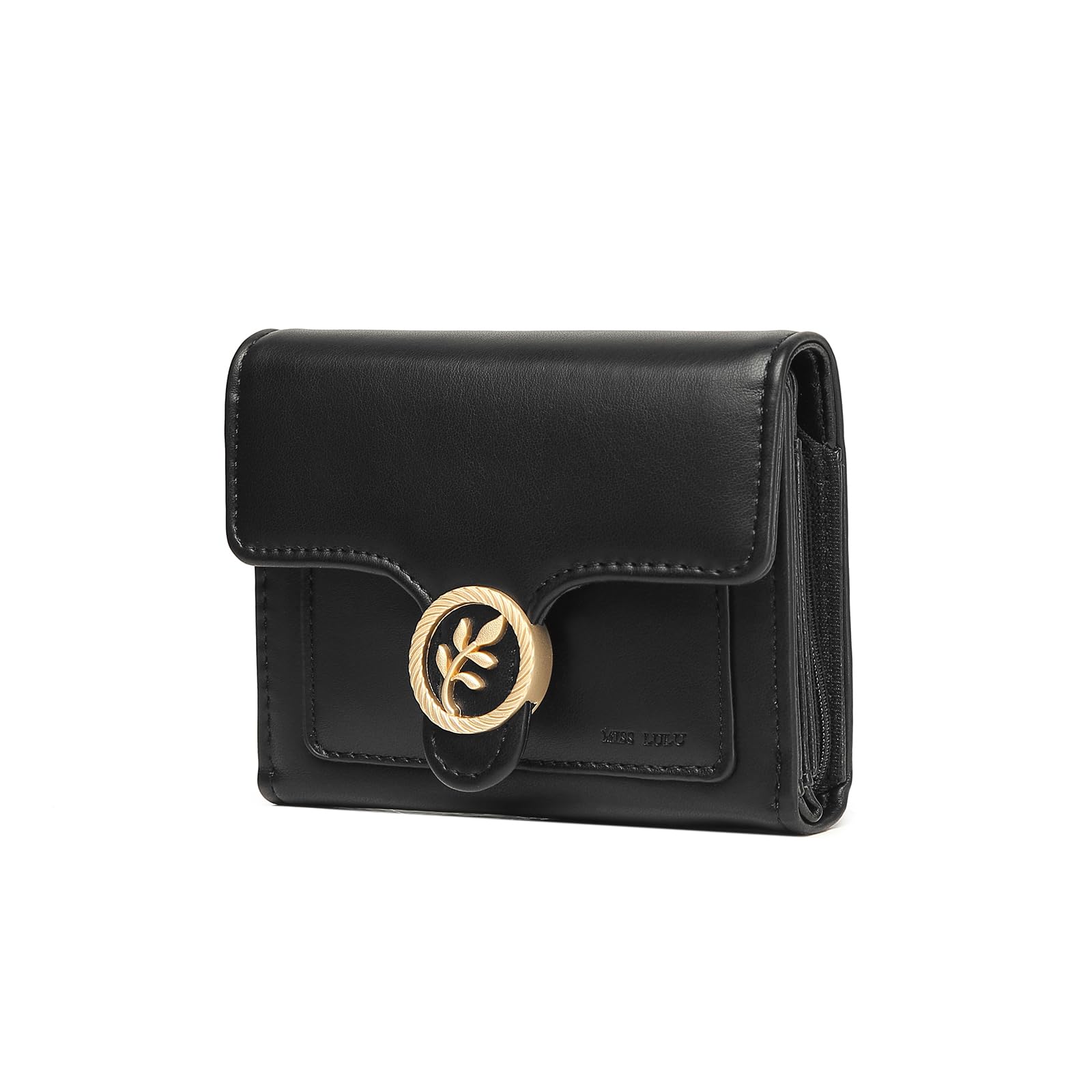 Miss Lulu Women's LP2336 BK Tri-Fold Wallet, Black, OneSize