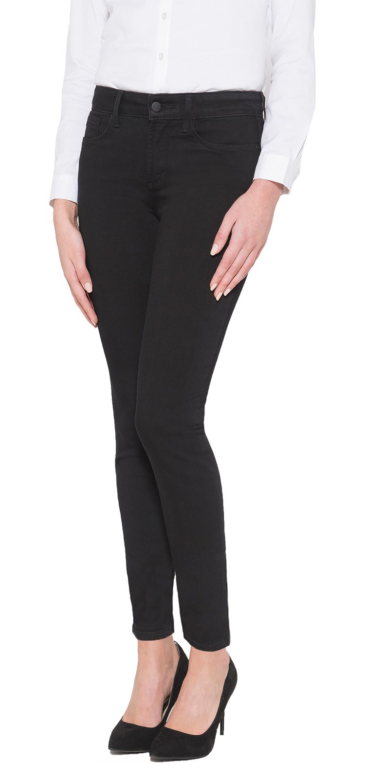 NYDJ Women's Petite AMI Skinny Jean, Black, 0