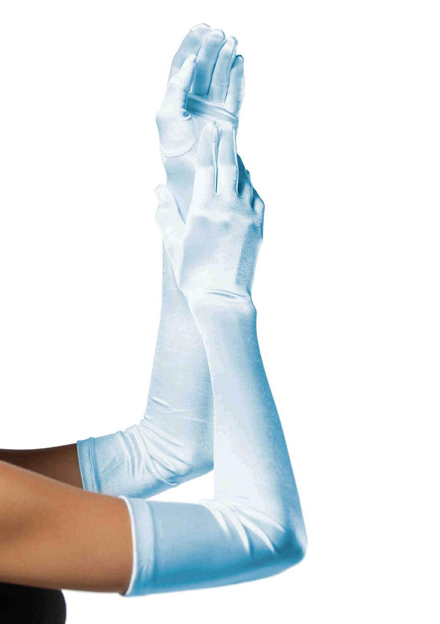 Leg Avenue Extra Long Satin Gloves, Light Blue