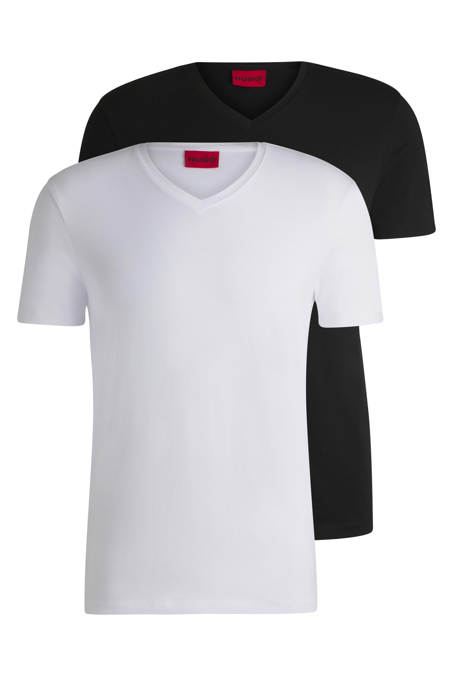 HUGO Mens V Two V-Neck T-Shirts in Stretch Jersey