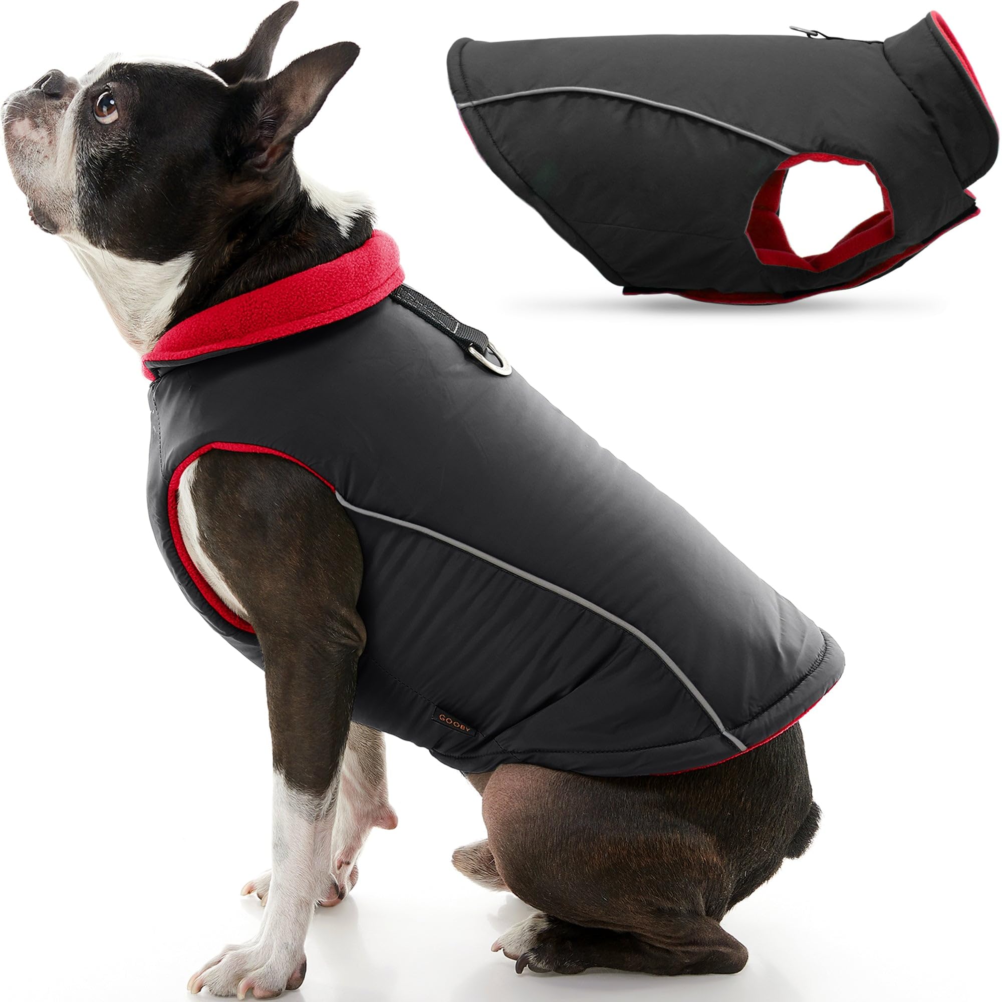 Gooby Cold Weather Fleece Lined Sports Dog Vest with Reflective Lining, X-Small, Black