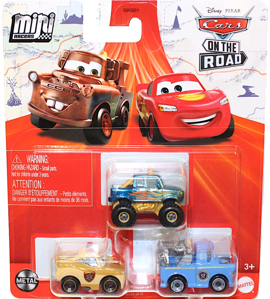Disney Cars On The Road Mini Racers Movie Set 3-Pack with President Mater, Deputy Hazard Lightning McQueen and Ivy