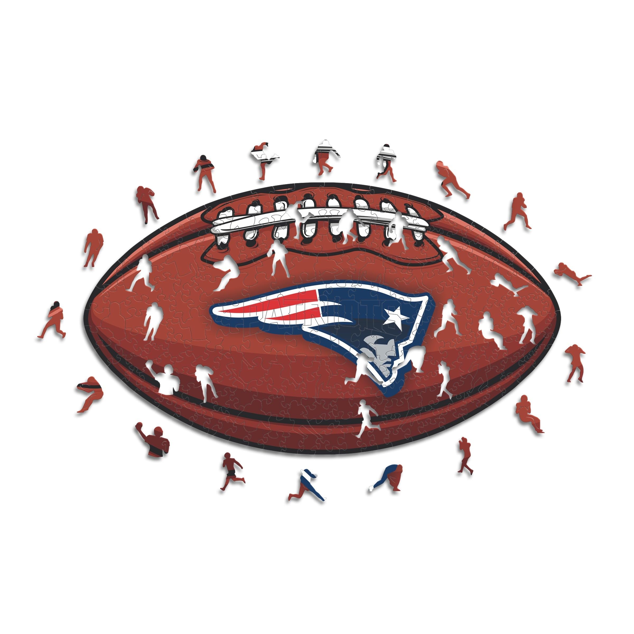 Iconic Puzzles, New England Patriots crest, 100% eco-sustainable wooden puzzle with official license NFL, size L, 500 pieces