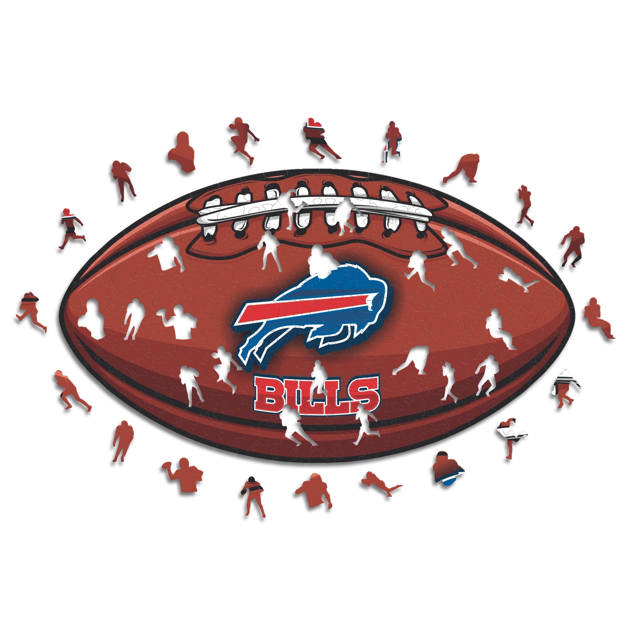 Iconic Puzzles, Buffalo Bills Crest, 100% eco-sustainable wooden puzzle with official license NFL, size L, 500 pieces