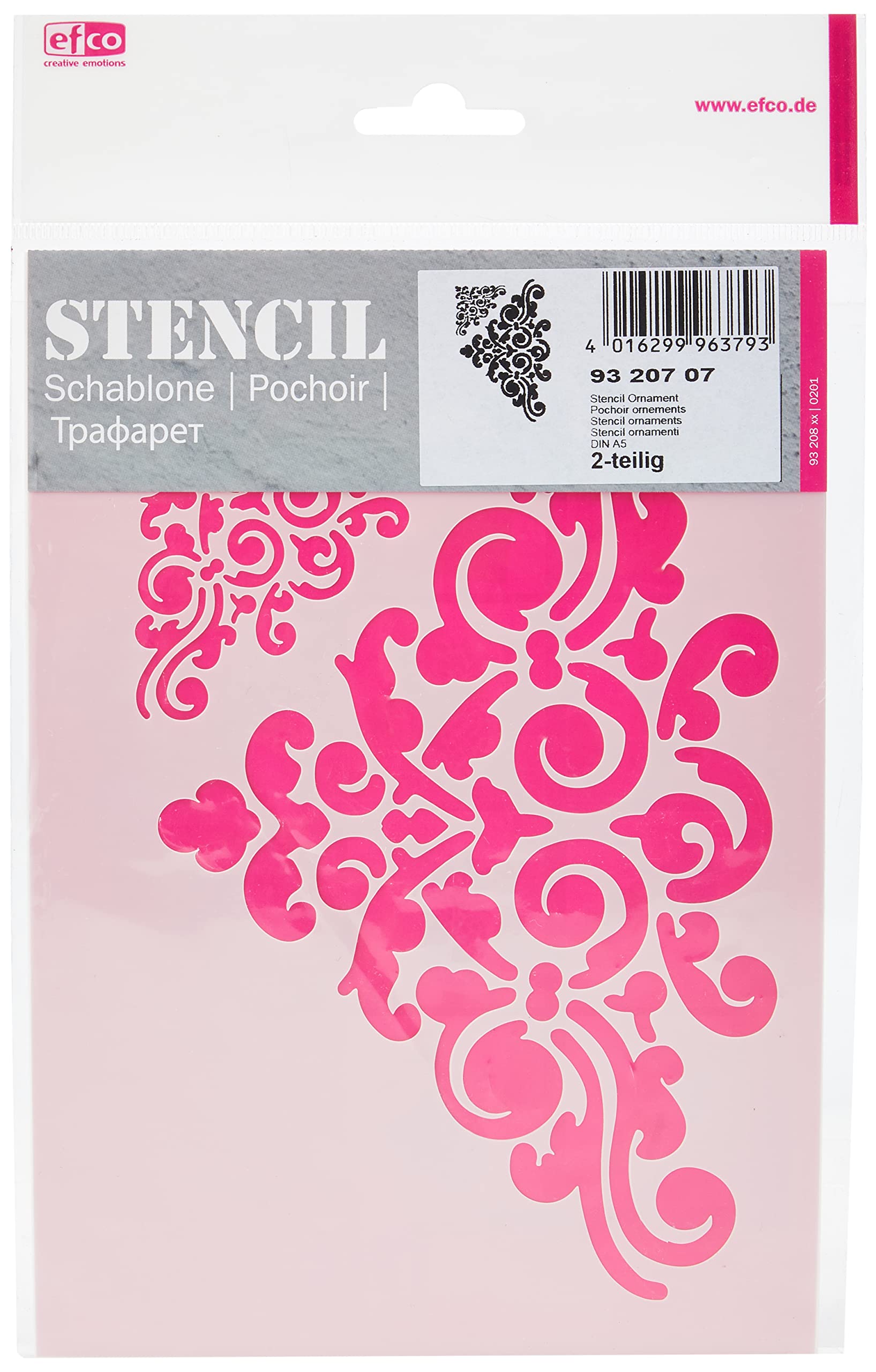 Efco 9320707 Stencil Ornaments / 2 Designs DIN A 5, 21 x 15 x 1 cm