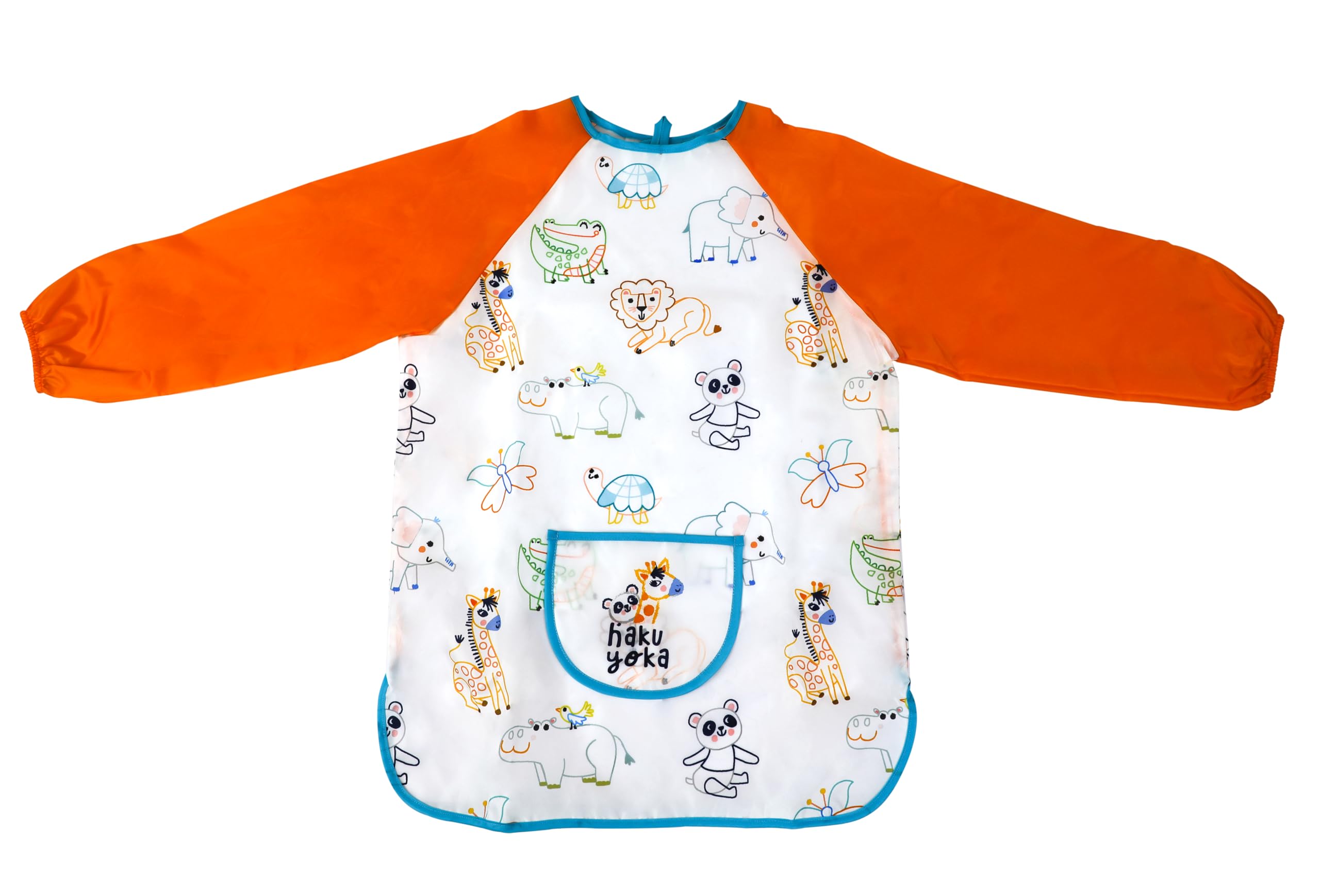 Haku Yoka Artist Apron, Cute Animals Theme, Impermeable, Easy to Clean Apron for Boys and Girls, Size Large, 6-8 Years