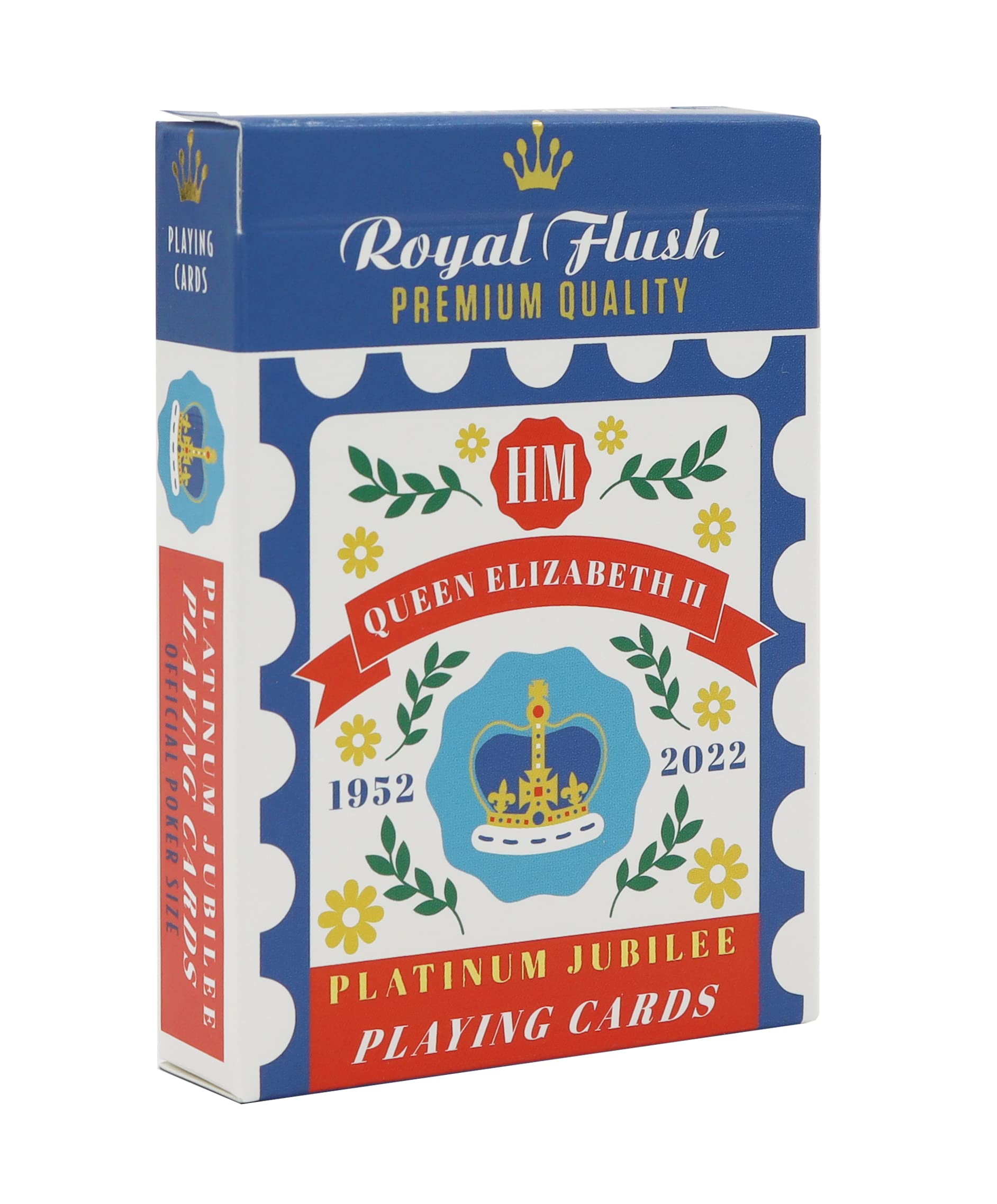 Royal Flush Queen's Commemorative Playing Cards - 1 Deck of Platinum Jubilee 2022 Poker Cards, Superior Cartamundi Linen Finish, Easy To Shuffle & Durable, Limited Edition