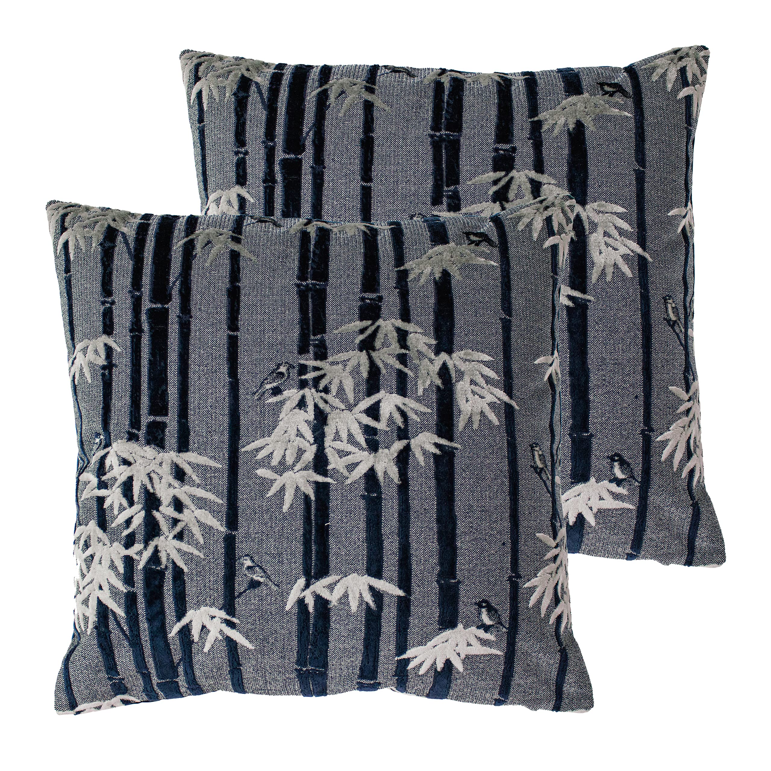 Paoletti Anji Twin Pack Polyester Filled Cushions, Navy, 50 x 50cm