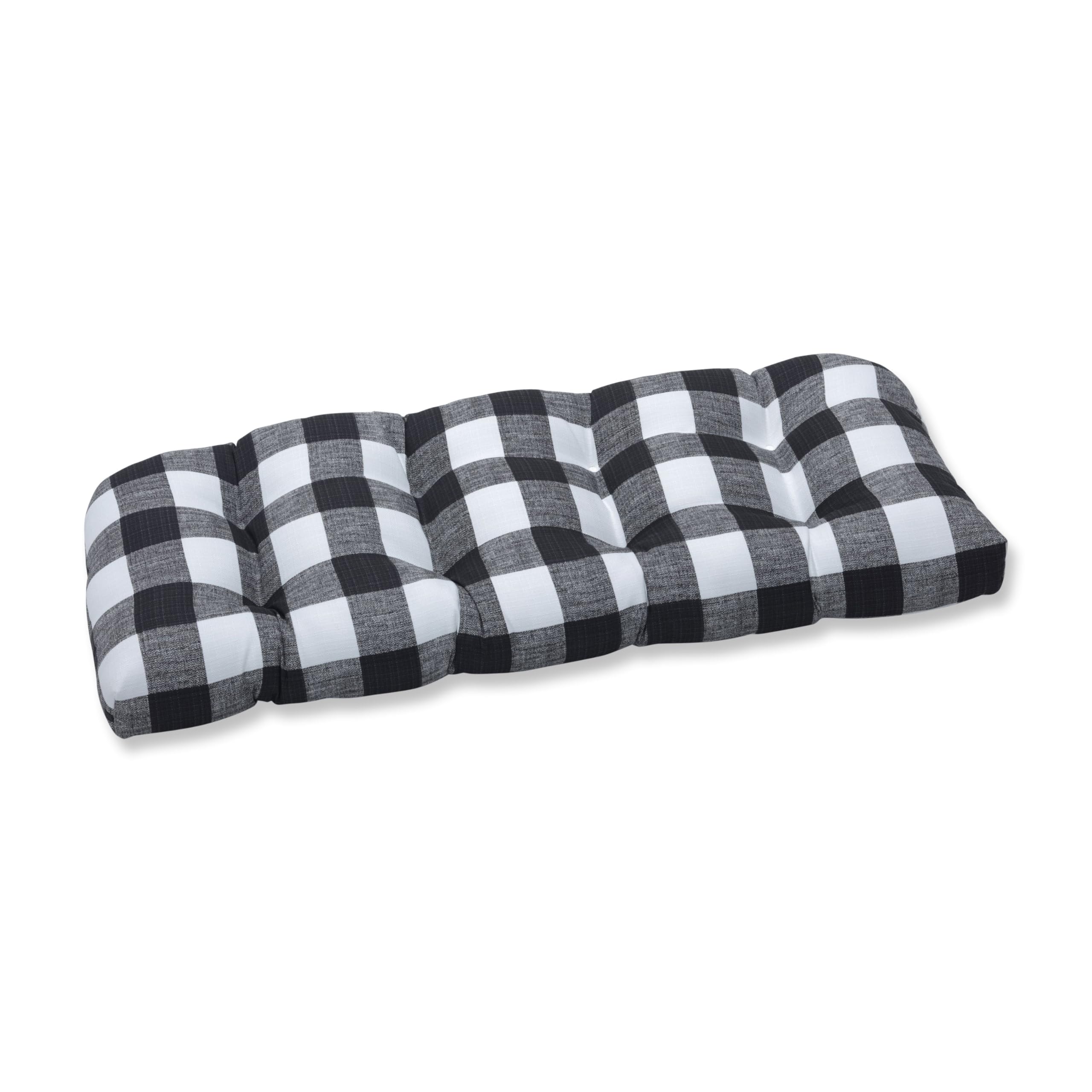 Pillow Perfect Tufted Loveseat Cushion, spun_polyester, Black, 1 Count (Pack of 1)