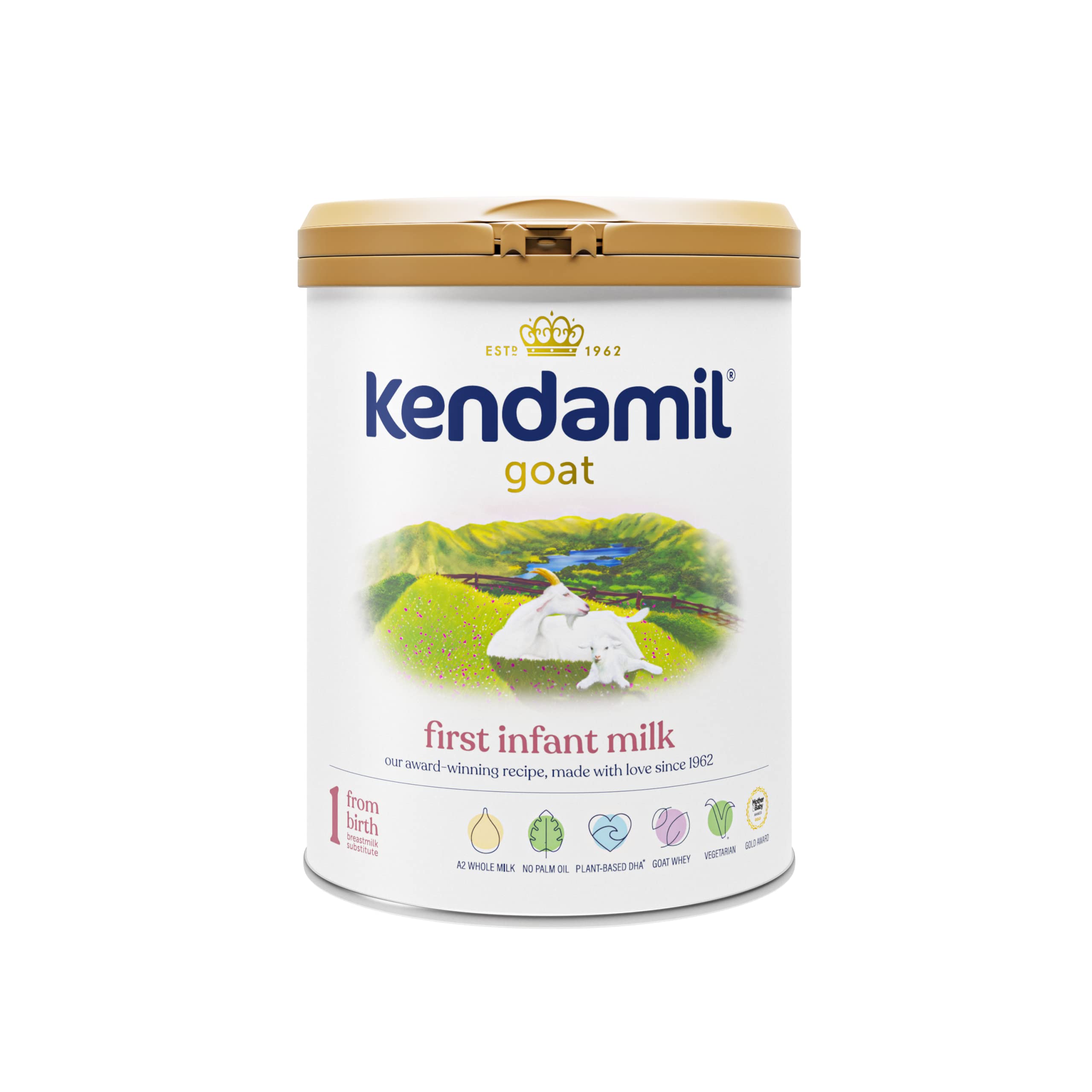 (1x800g) Kendamil Goat First Infant Milk, Stage 1 – British Made, Goat Whole Milk Formula – with HMOs, with A2, No Palm Oil, No Fish Oil, No SOYA, No GMOs