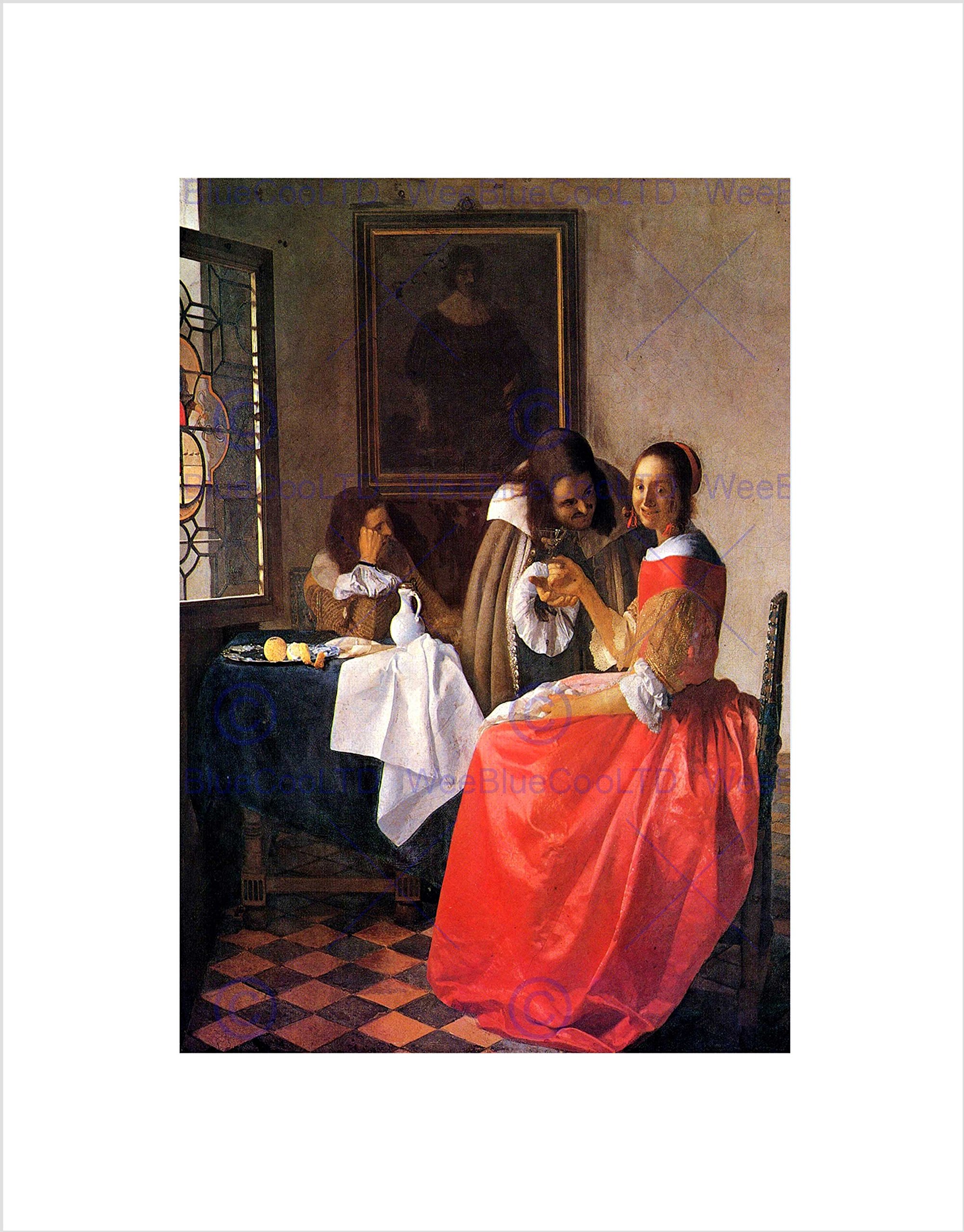 Wee Blue Coo VERMEER GIRL WITH A WINE GLASS OLD MASTER ART PRINT B12X621