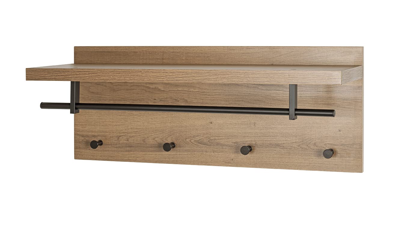 HAKU Möbel wardrobe oak, black, MDF, metal - Size: W 75 cm x H 30 cm x D 26 cm, Style: Modern