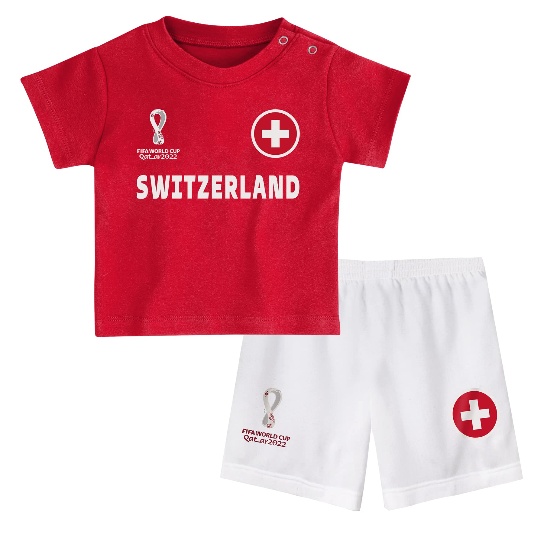 FIFA Unisex Kinder Official World Cup 2022 Tee & Short Set, Toddlers, Switzerland, Team Colours, Age 3, Red, Medium