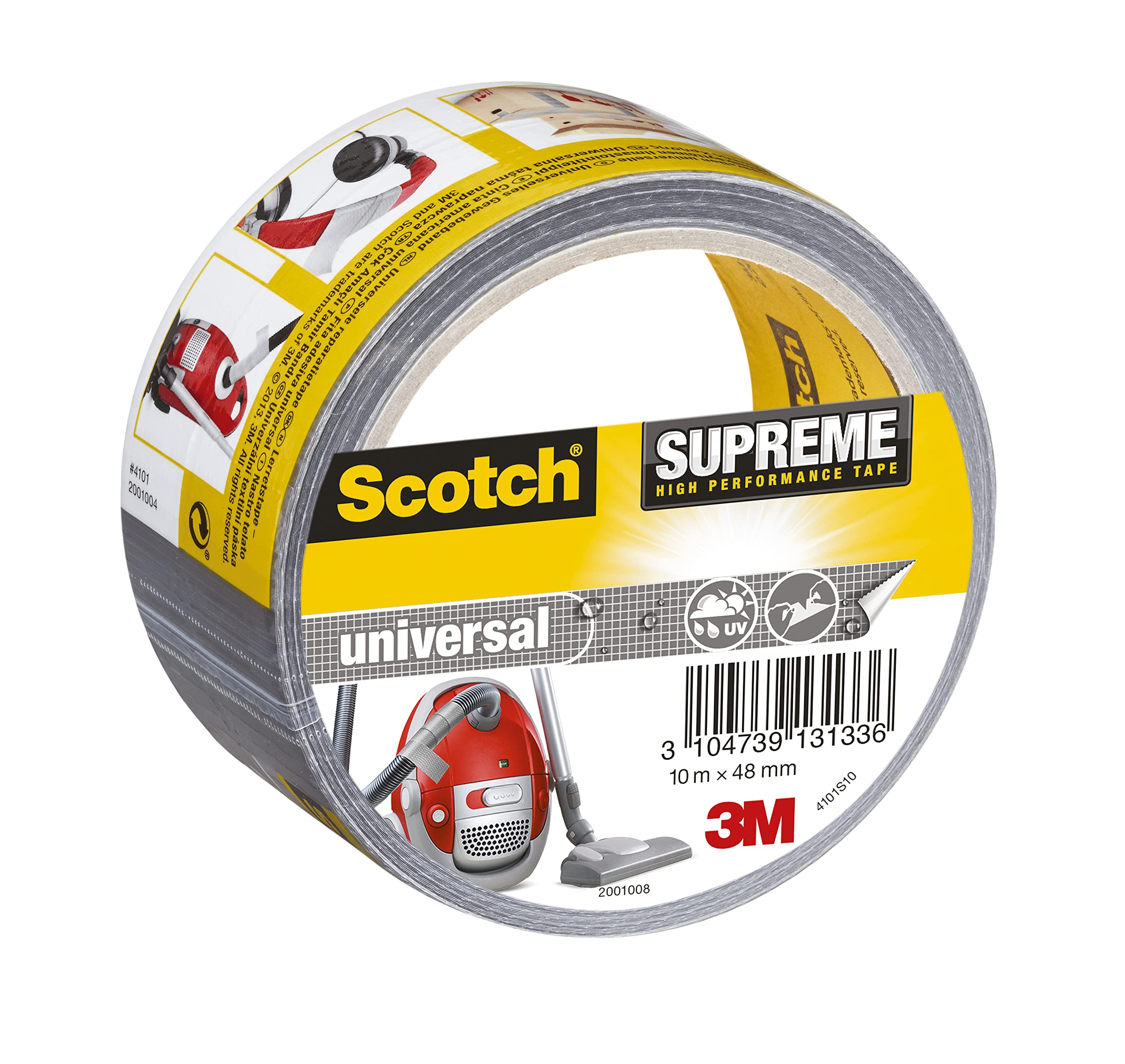 Scotch 4101S10 Gewebeband universal Supreme, extra stark klebend, 48 mm x 10 m, grau