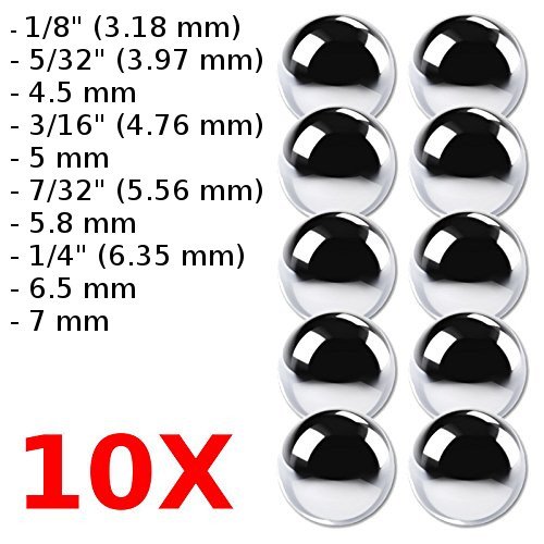 10x BALLS BEARING STEEL 1/8" (3.18 mm), 5/32" (3.97 mm), 4.5 mm, 3/16" (4.76 mm), 5 mm, 7/32" (5.56 mm), 5.8 mm, 1/4" (6.35 mm), 6.5 mm, 7 mm CAGE BIKE BOTTOM BRACKET WHEEL HUB HEADSET VINTAGE EROICA (6.5 mm)