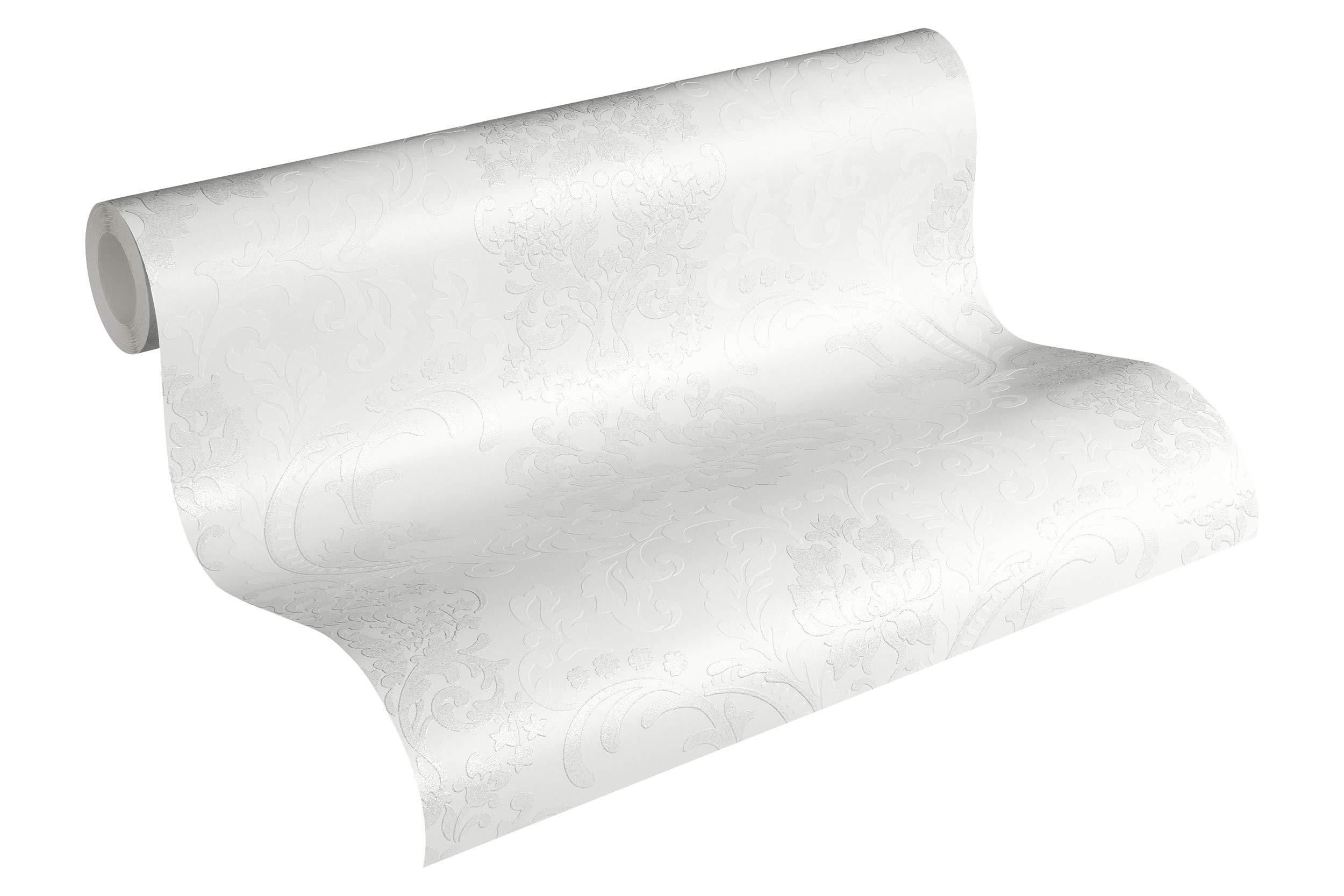 A.S. Creation Bude Glitter Damask Wallpaper 36166-1 White/Cream/Silver