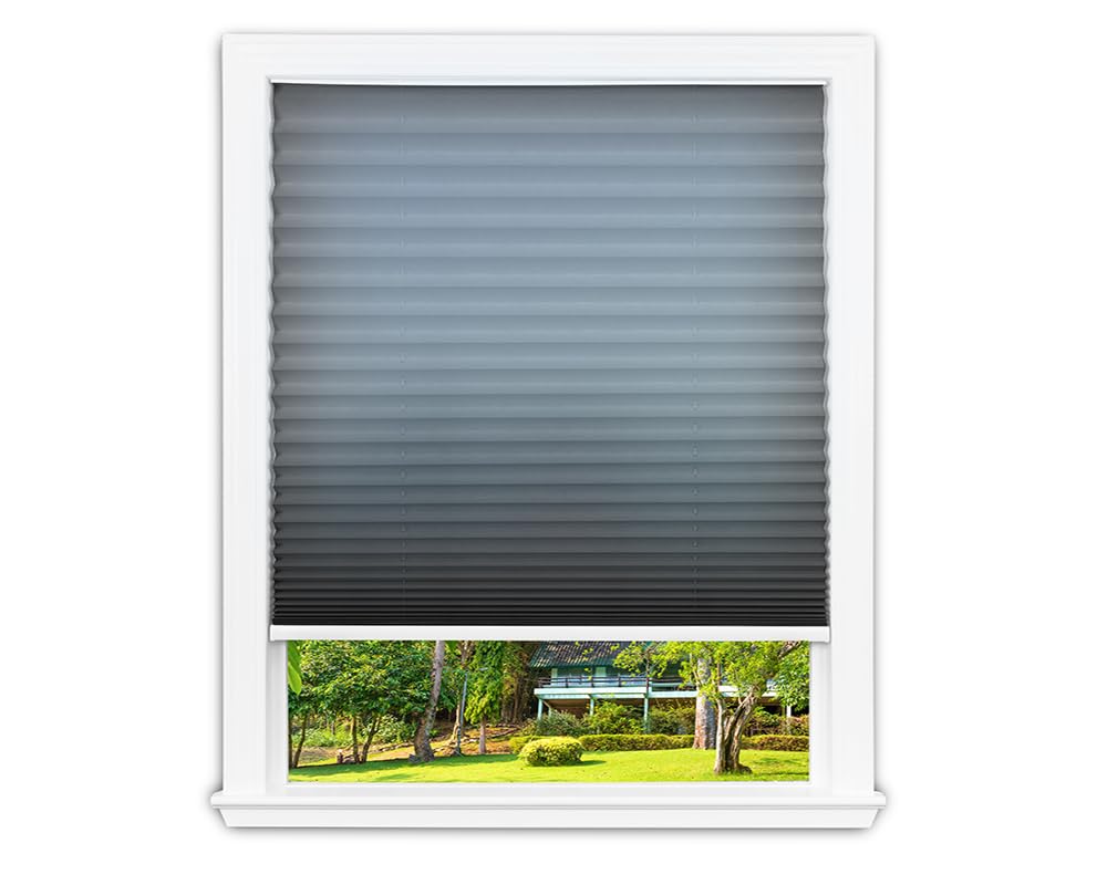 Redi Shade No Tools Easy Lift Trim-at-Home Cordless Pleated Light Filtering Fabric Shade Gray, 30 Inch x 64 Inch (Fits Windows 19 in - 30 in)