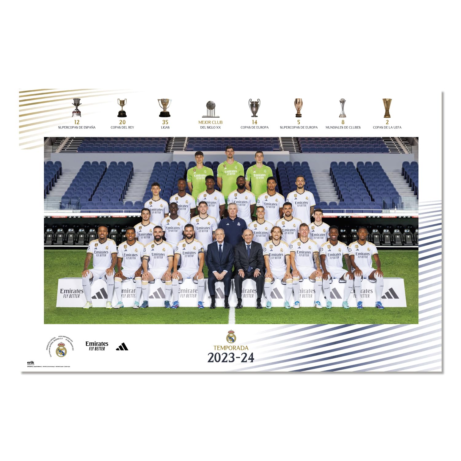 Grupo Erik Poster Real Madrid Squad 2023/2024-36 x 24 inches / 91.5 x 61 cm - Shipped Rolled Up - Cool Posters, Art Poster, Wall Posters & Prints
