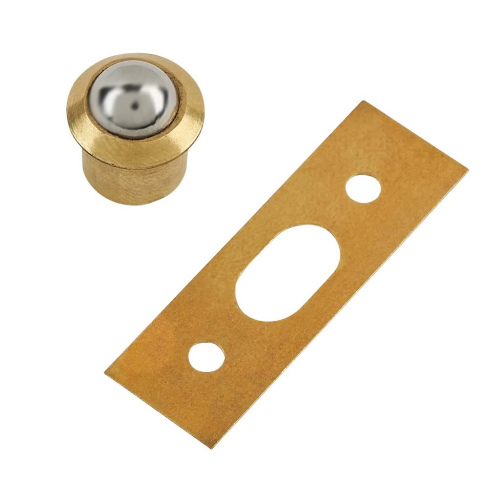 Merriway BH03476 (2 Pcs) 10mm (3/8 inch) Single Solid Brass Ball Cupboard Cabinet Door Bullet Catch - Pack of 2 Pieces