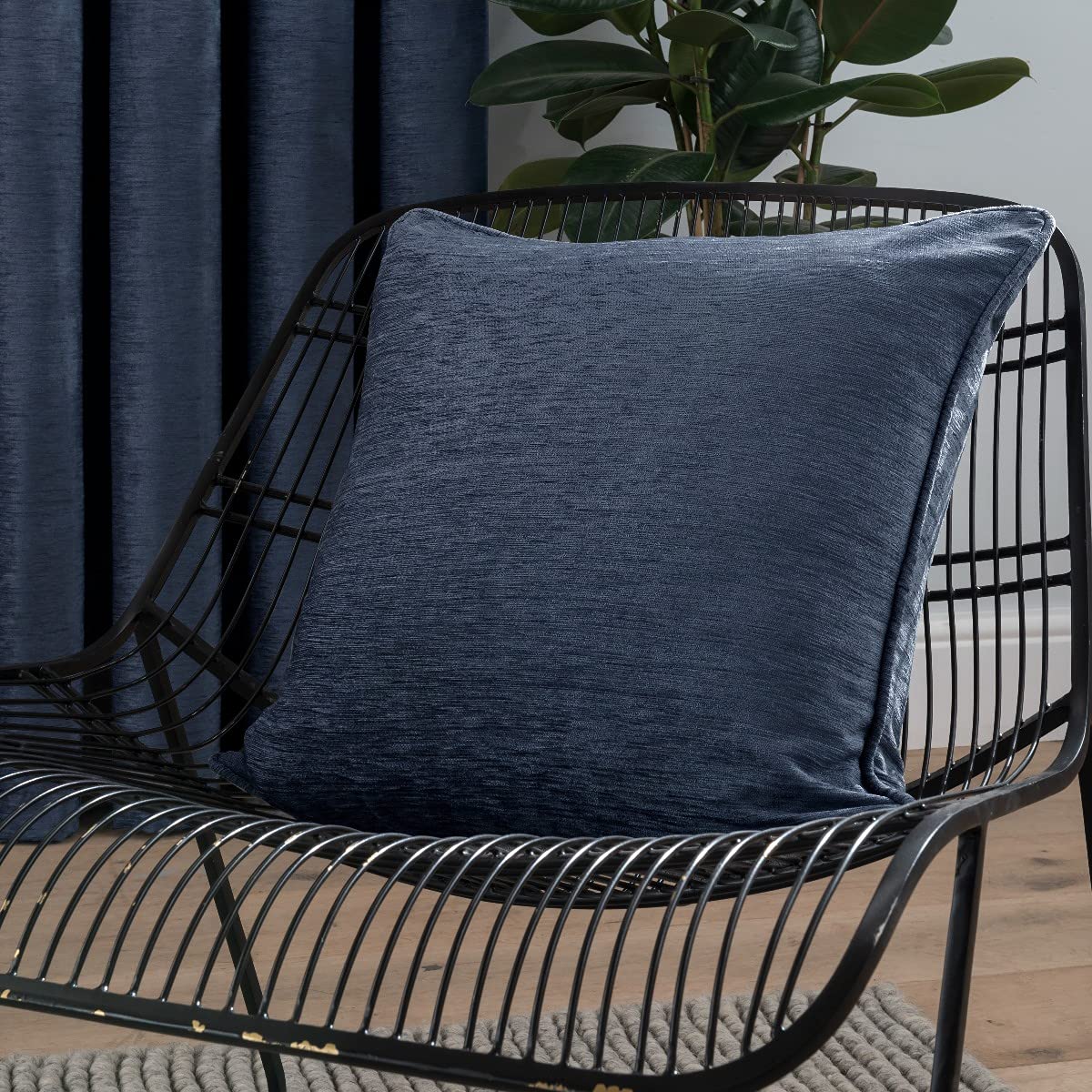 Sleepdown Luxury Chenille Filled Cushion 45cm x 45cm Navy