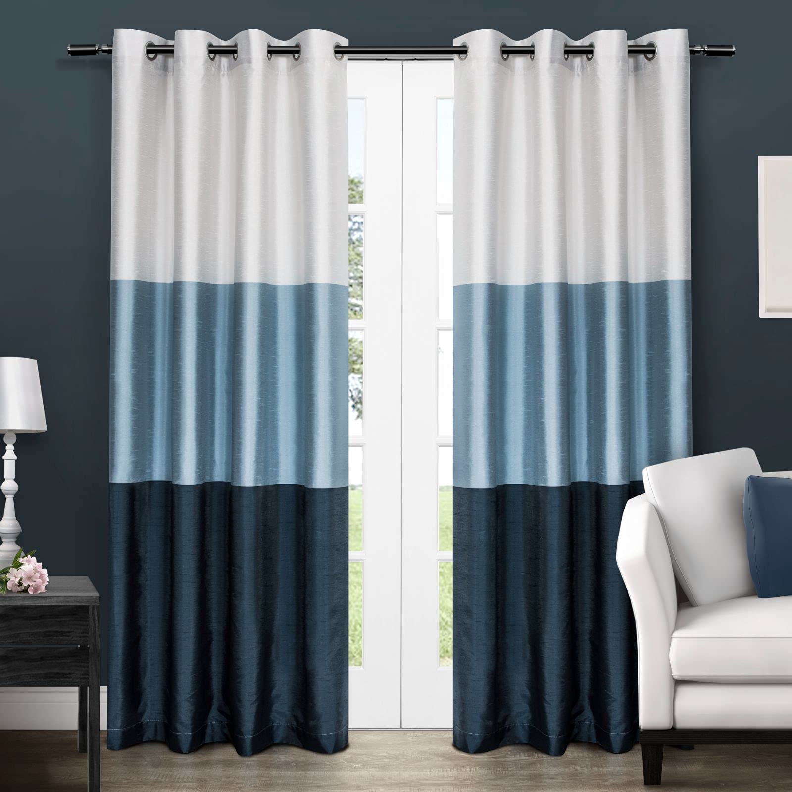 Exclusive Home Curtains Chateau Grommet Top Panel Pair, Indigo, 54x84, 2 Piece