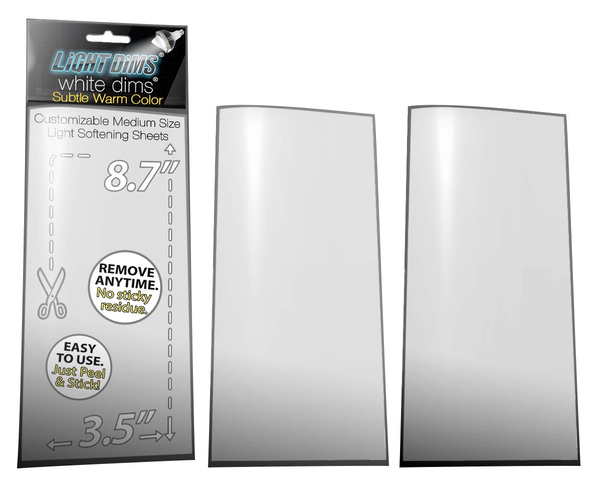LightDims Self Adhesive White Blackout / Softener Sheet, Medium Size (4 Sheets in Total), Warm Colour and a Free Mystery Gift