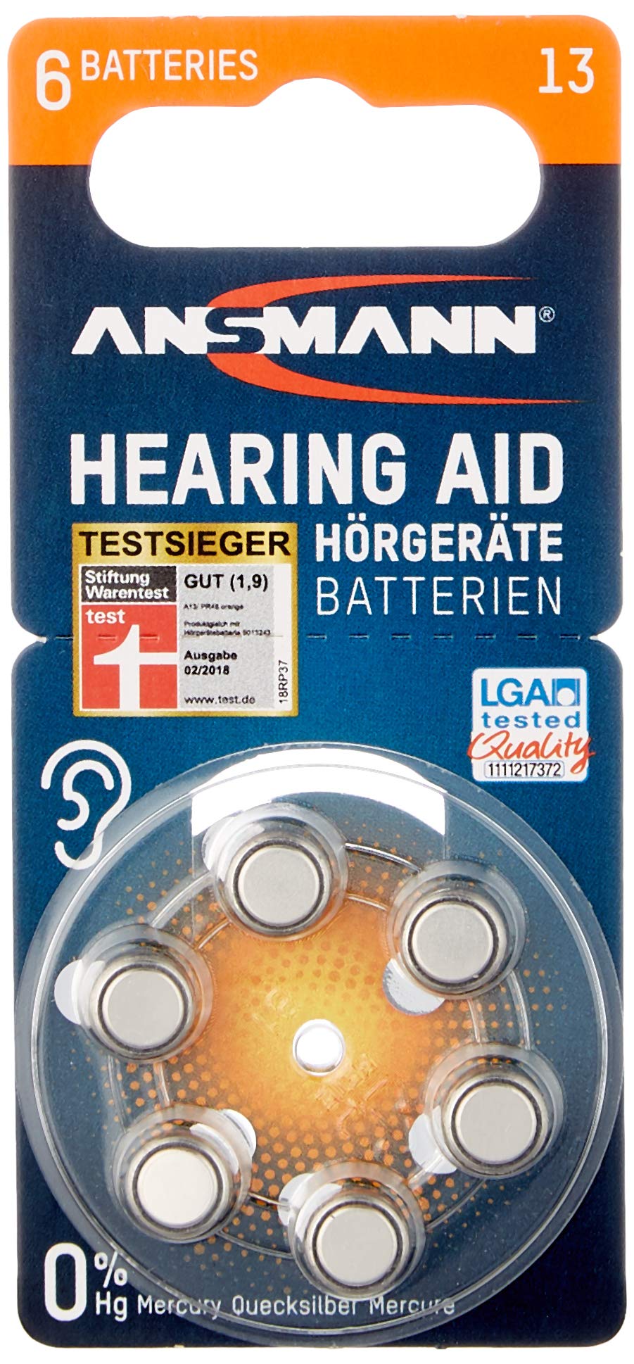 unbekkant Ansmann Hearing Aid Batteries, Pack of 6