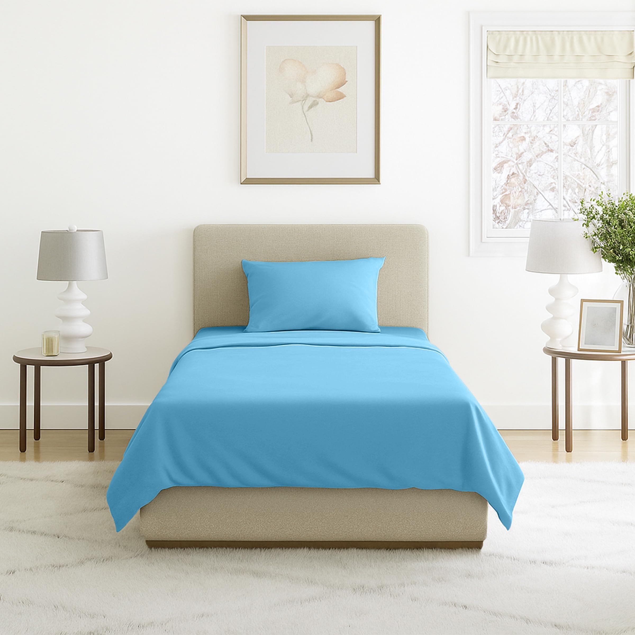 Lavish Home Brushed Microfiber Sheet Set, Twin, Blue