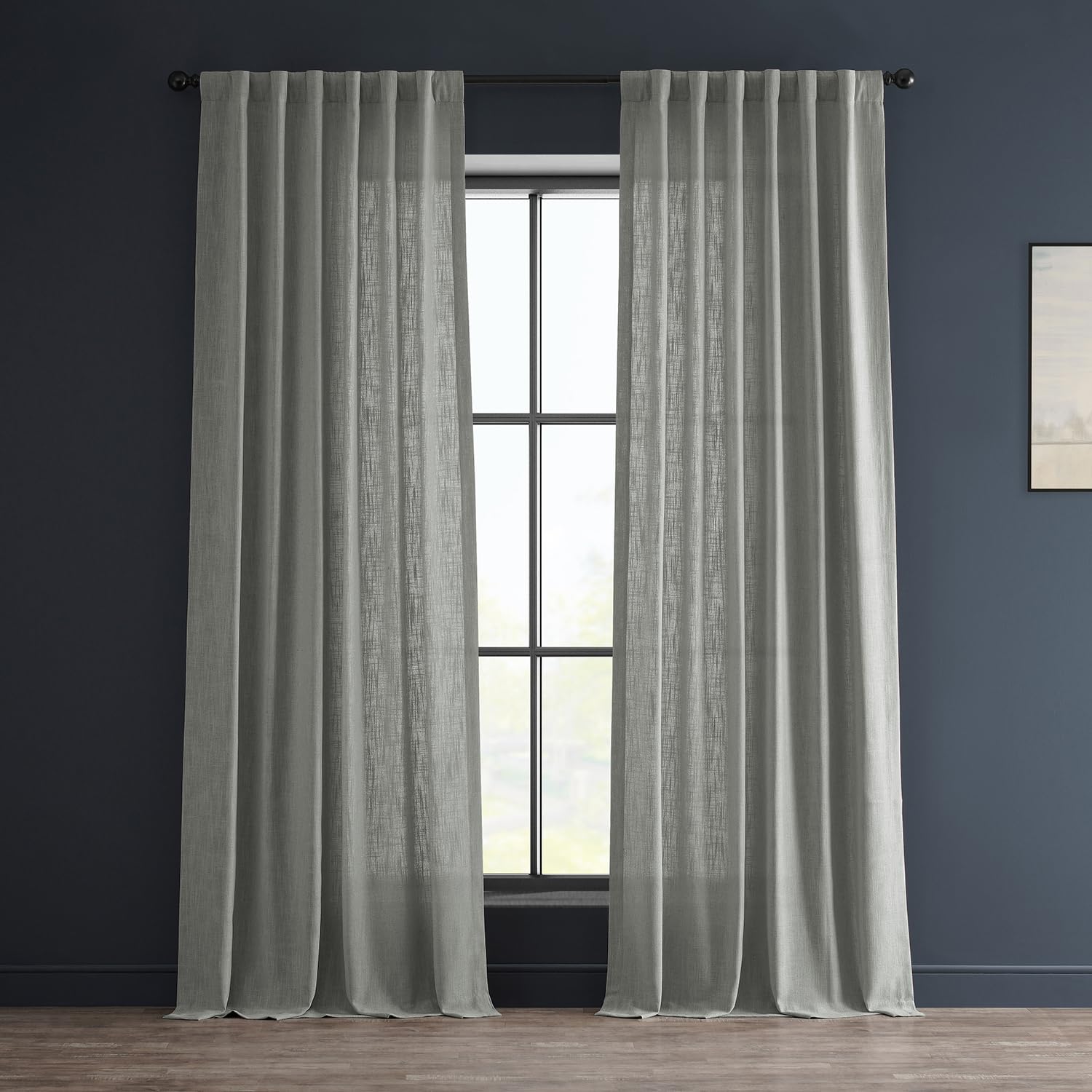 HPD Half Price Drapes Premium Heavy Faux Linen Living Room (1 Panel), 50W x 96L Light Filtering 96 Inches Long Window Curtains for Bedroom, Ash Grey, 50" W x 96" L (Pack of 1)
