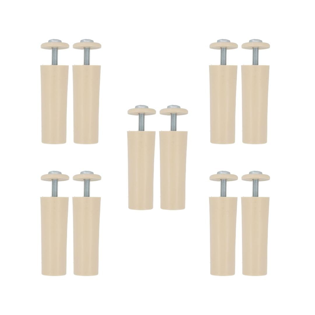 Amig - Pack of 10 Roller Shutter Stoppers | Shock Absorber with M5 Rustproof Screw and Outer Washer | Weather Resistant | Length: 60 mm | Ivory