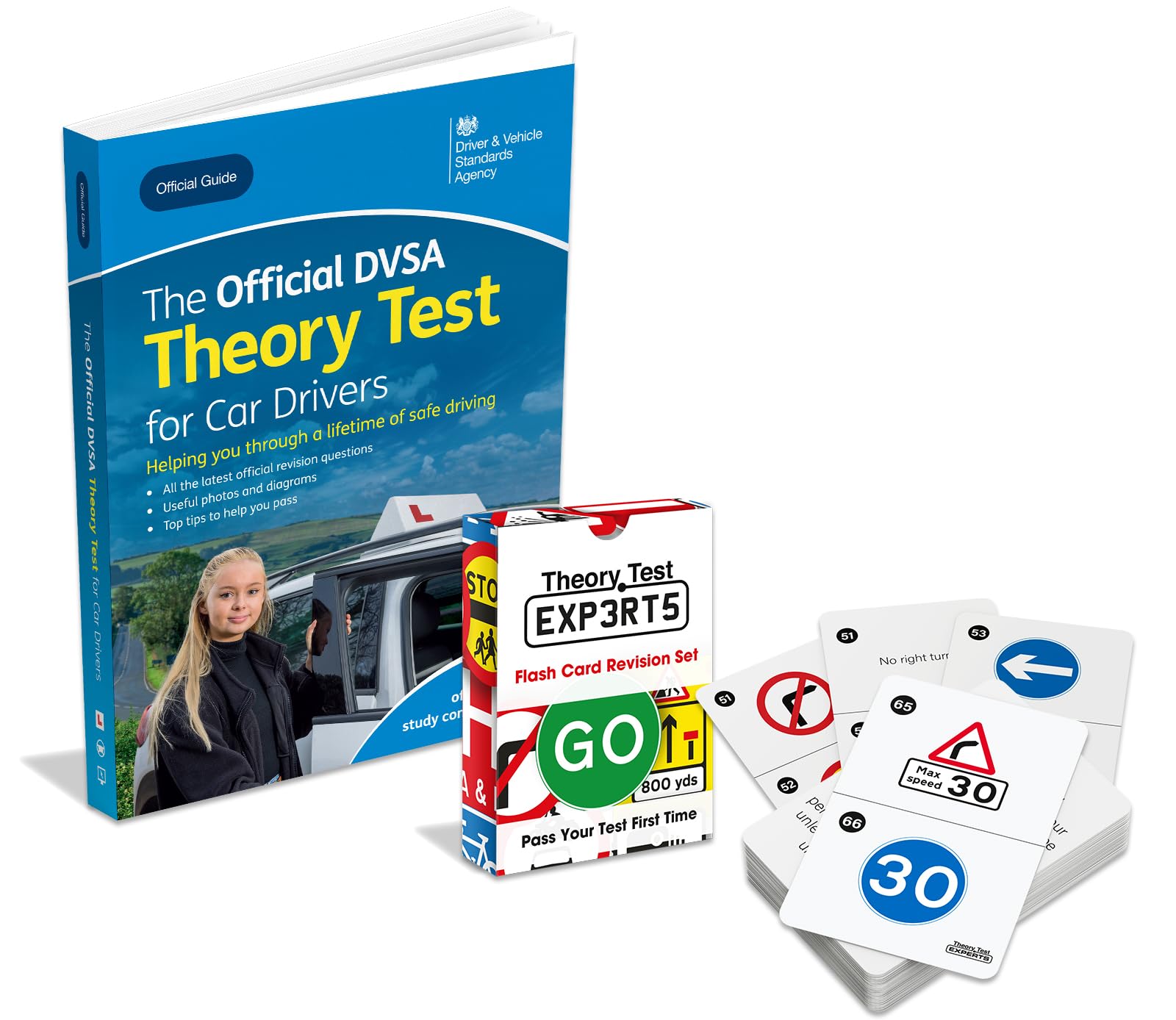 Theory Test Experts Intensive Kit - Theory Test Book 2025 UK DVLA + 128 Theory Test Flash Cards 2025 UK - Driving Instructor Approved - Driving Test Gifts For Teenage Boys & Girls 16-18 Years