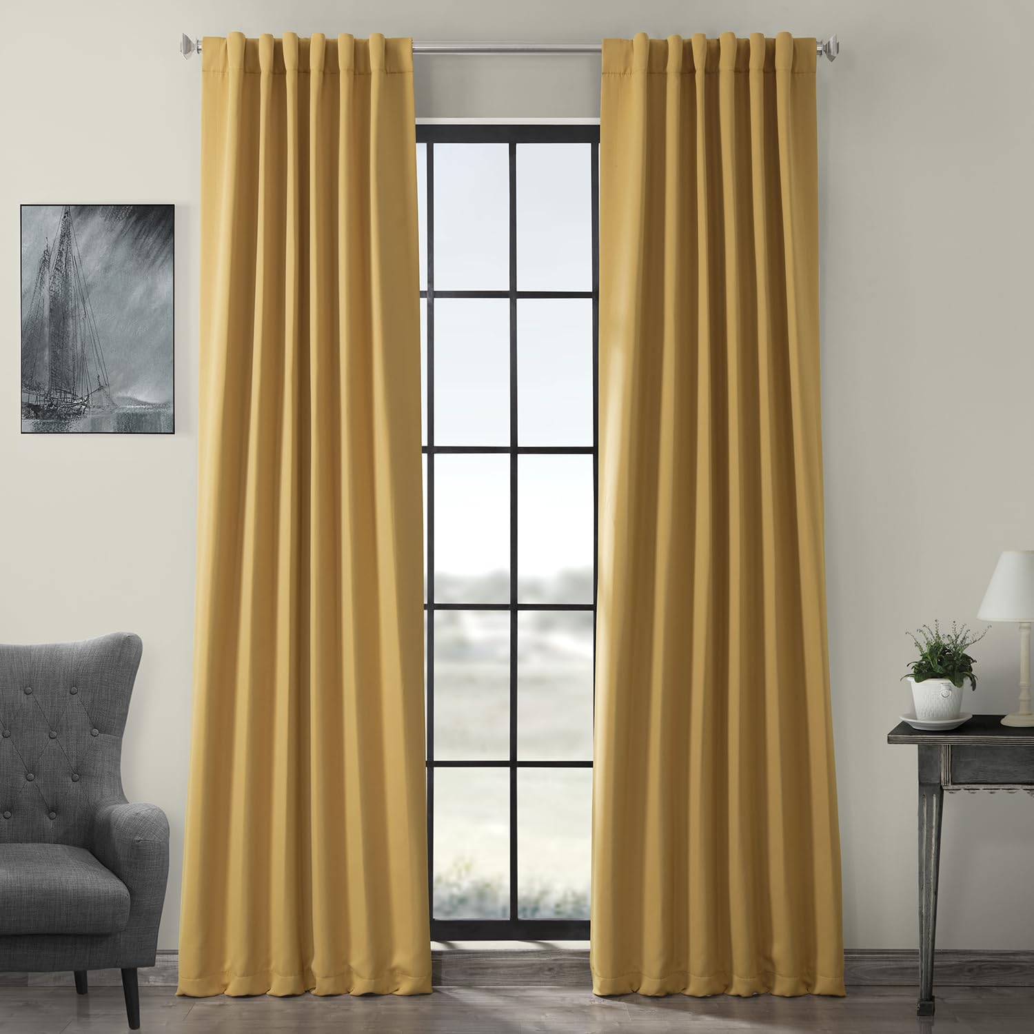 HPD Half Price Drapes Room Darkening Curtains 84 Inches Long for Bedroom & Living Room (1 Panel), 50 X 84, Marigold