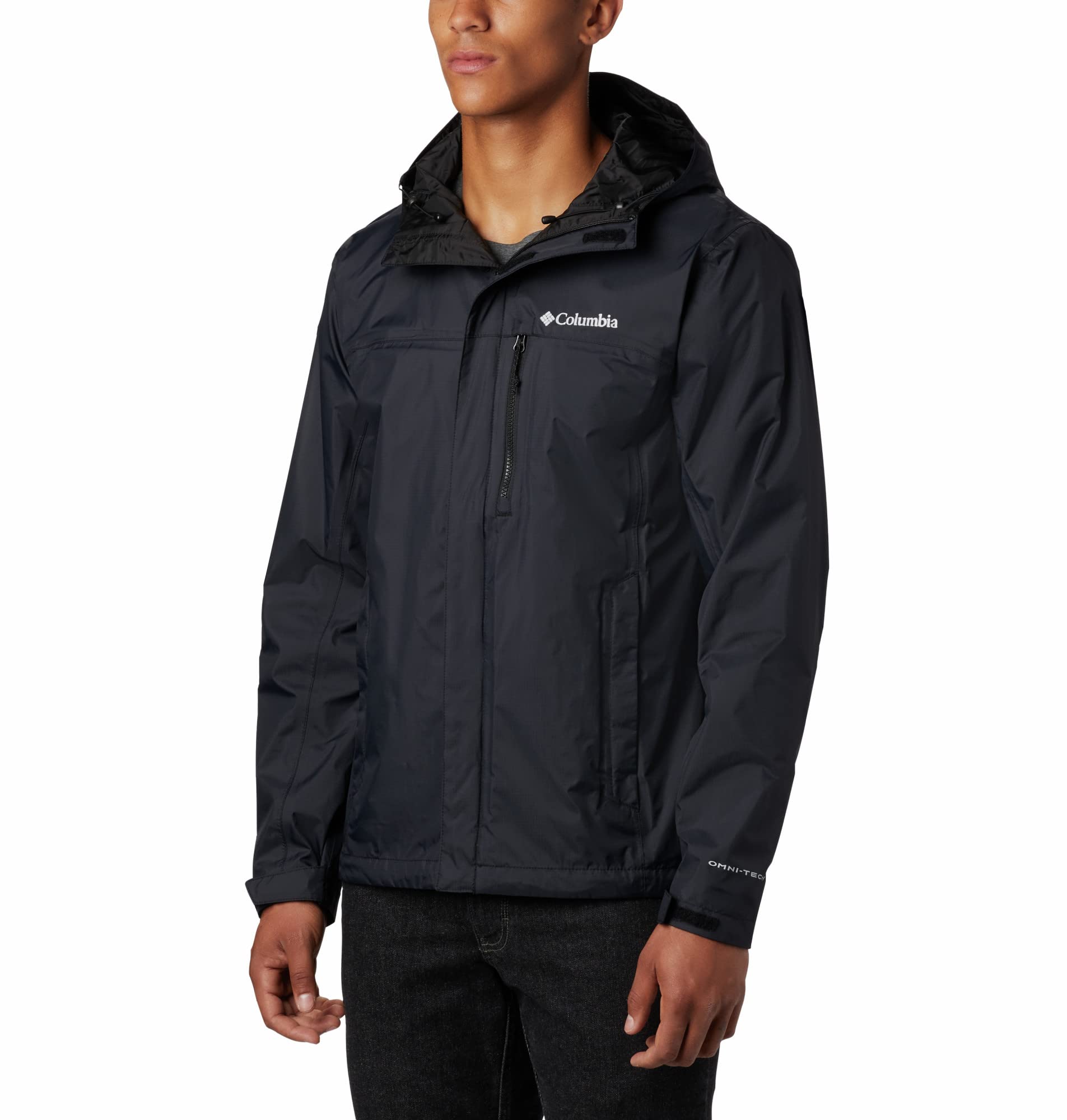 Columbia Men's Pouring Adventure Jacket, Waterproof Rain Jacket, Black, Size S