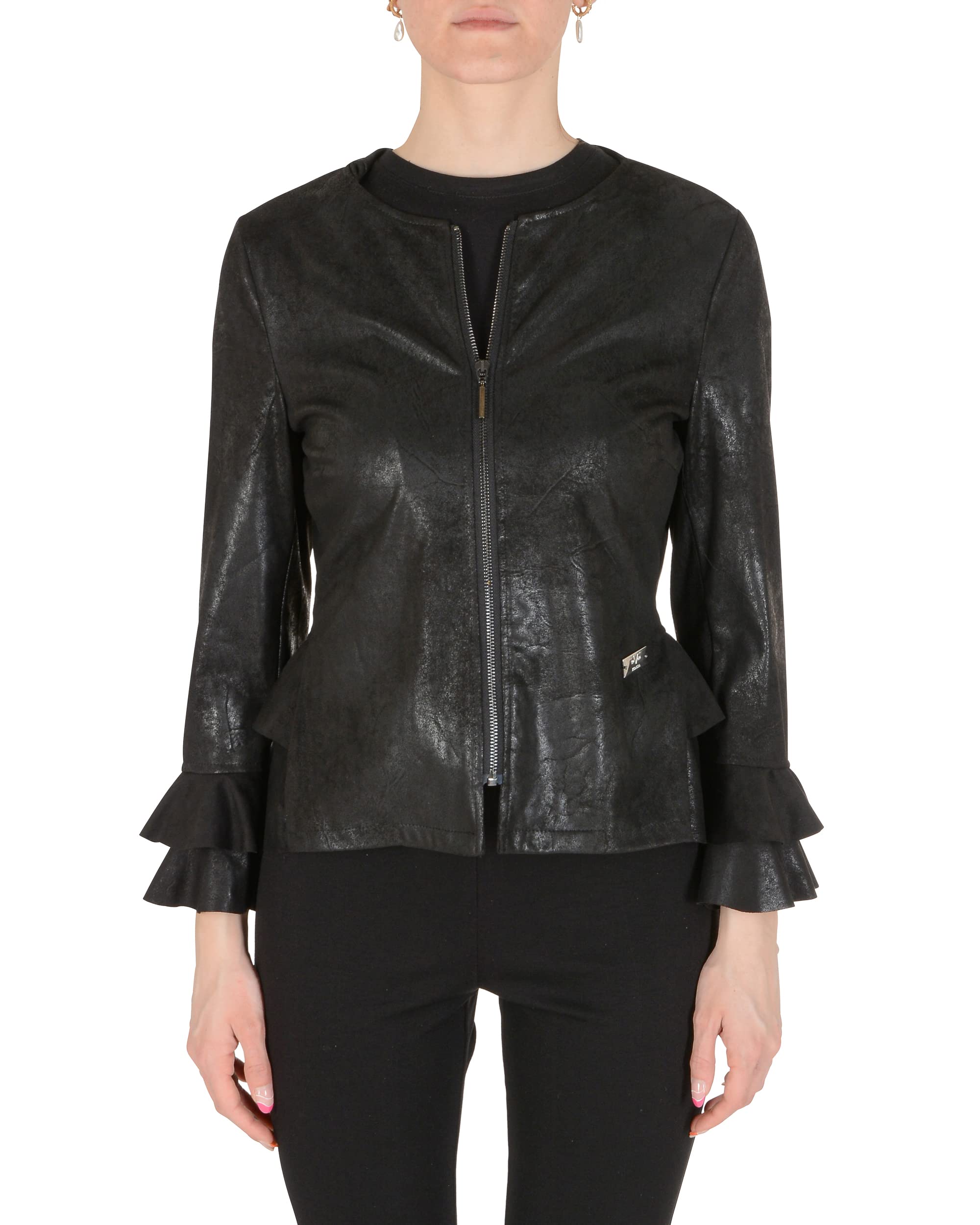 19V69 ITALIA Women's Black Flower Jackets, L