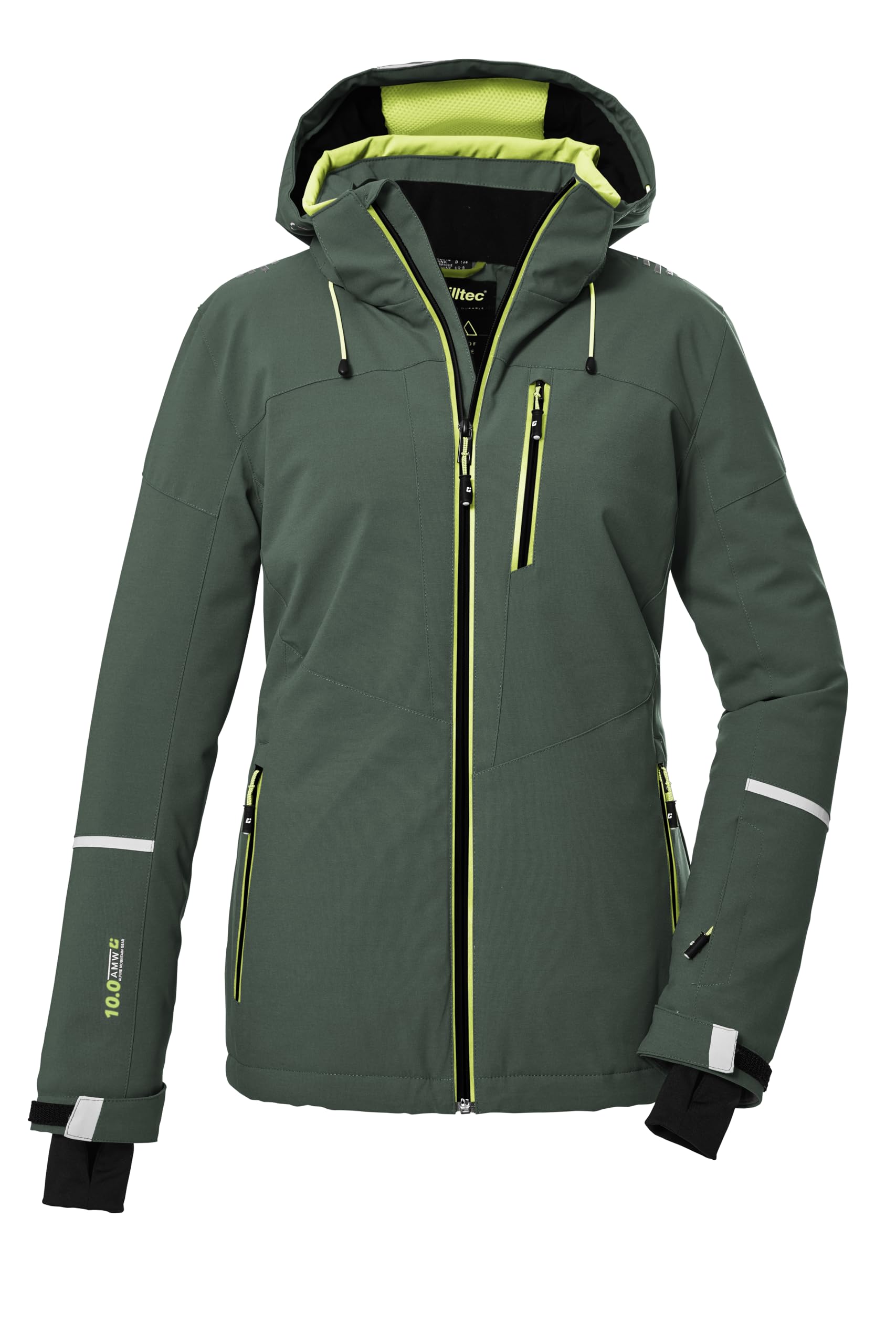 Killtec KSW 81 WMN 39746-000 Women's Ski Jacket with Zip-Off Hood and Snow Guard Green Grey 50