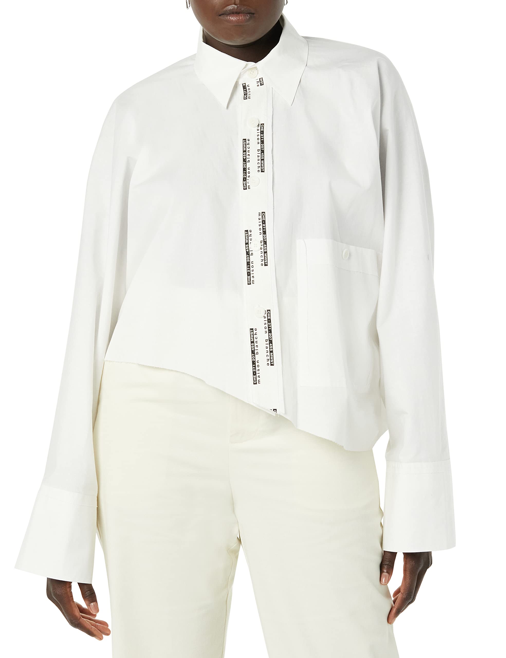 maison blanche Cropped Button Down, White, 6