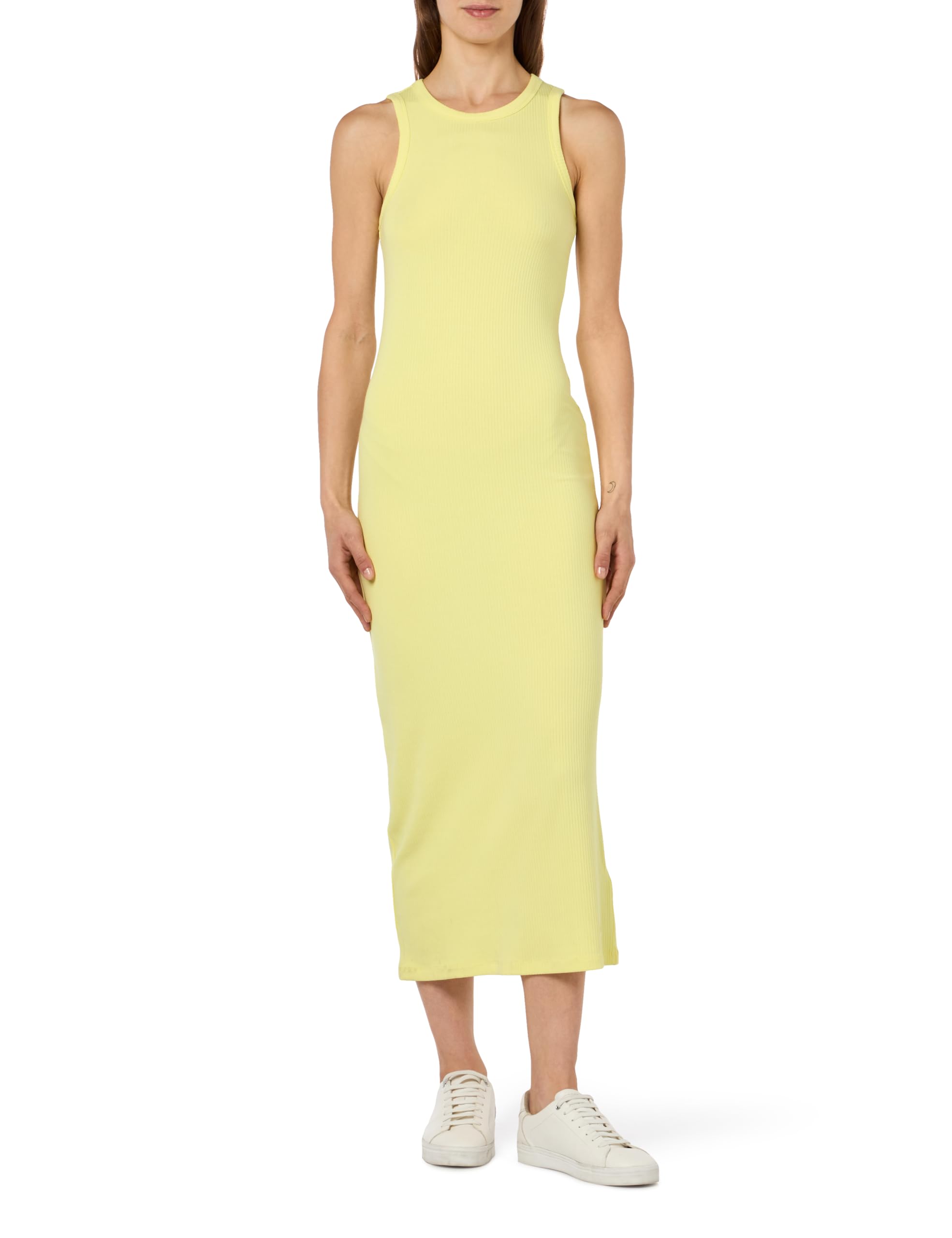 Tommy Hilfiger Women's Slim 5X2 Rib MIDI Dress NS Yellow Tulip 3XL