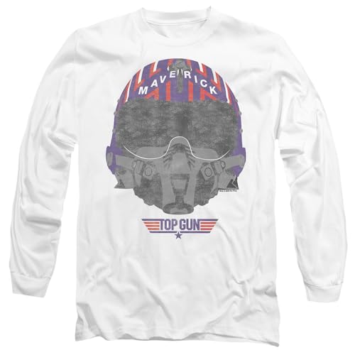 Top Gun Paramount Helmet Mens Long Sleeve T Shirt, White, Small