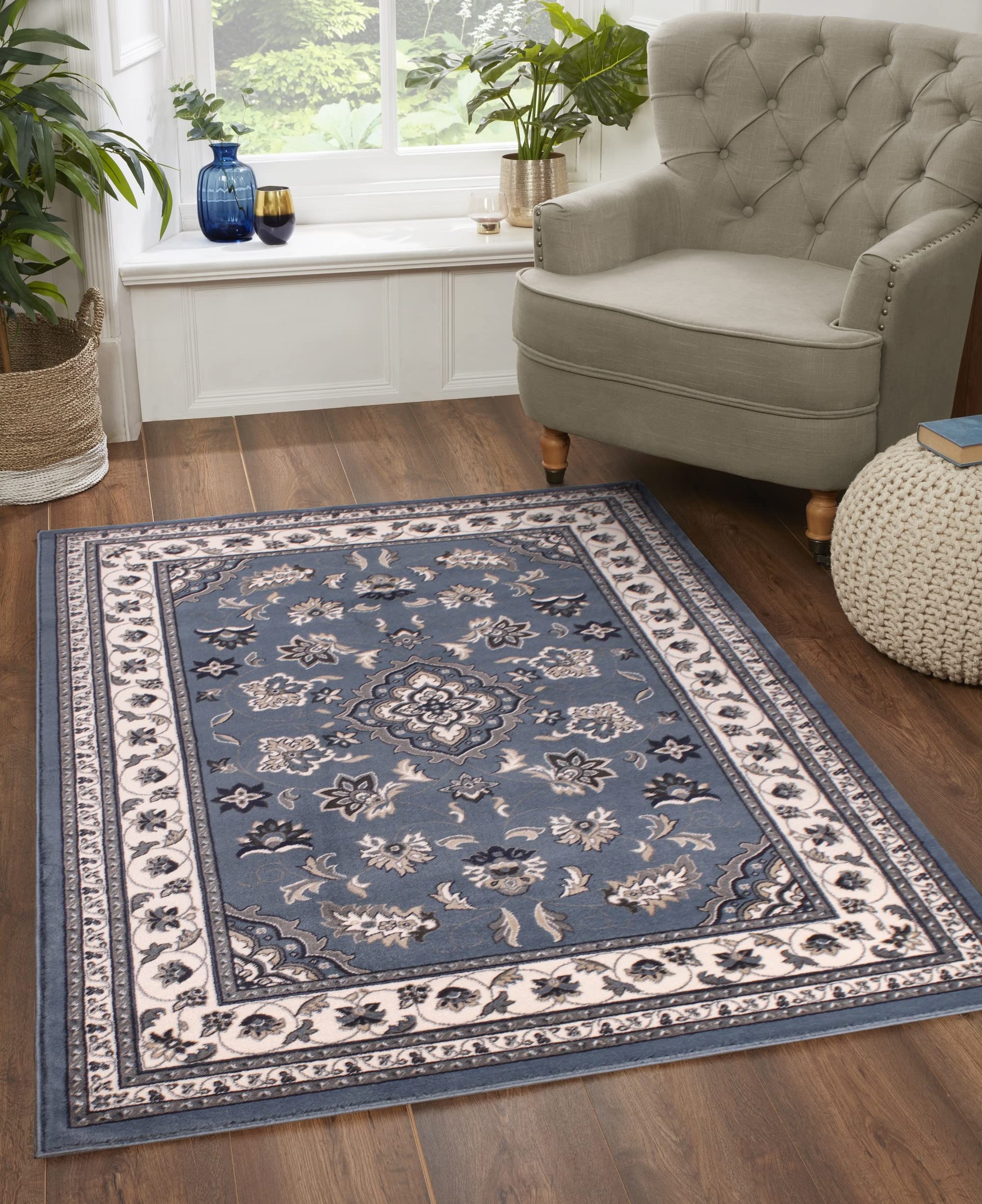 Lord of Rugs Sherborne Quality Traditional Classic Oriental Living Room Bedroom Rug Blue XLarge 200x290 cm (6'7''x9'6'')